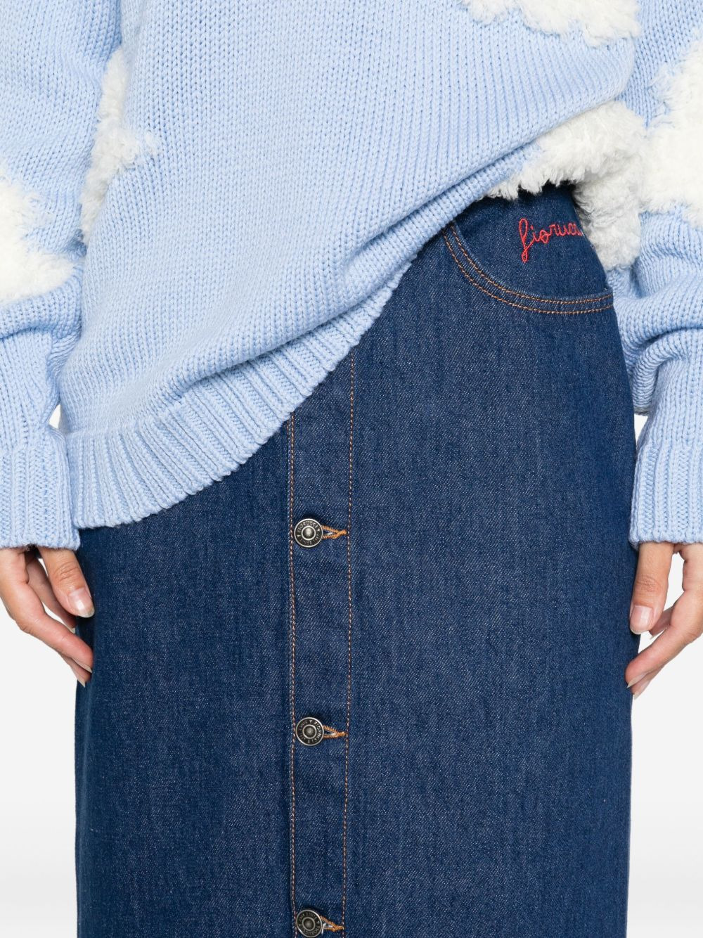 button-front denim skirt - 5