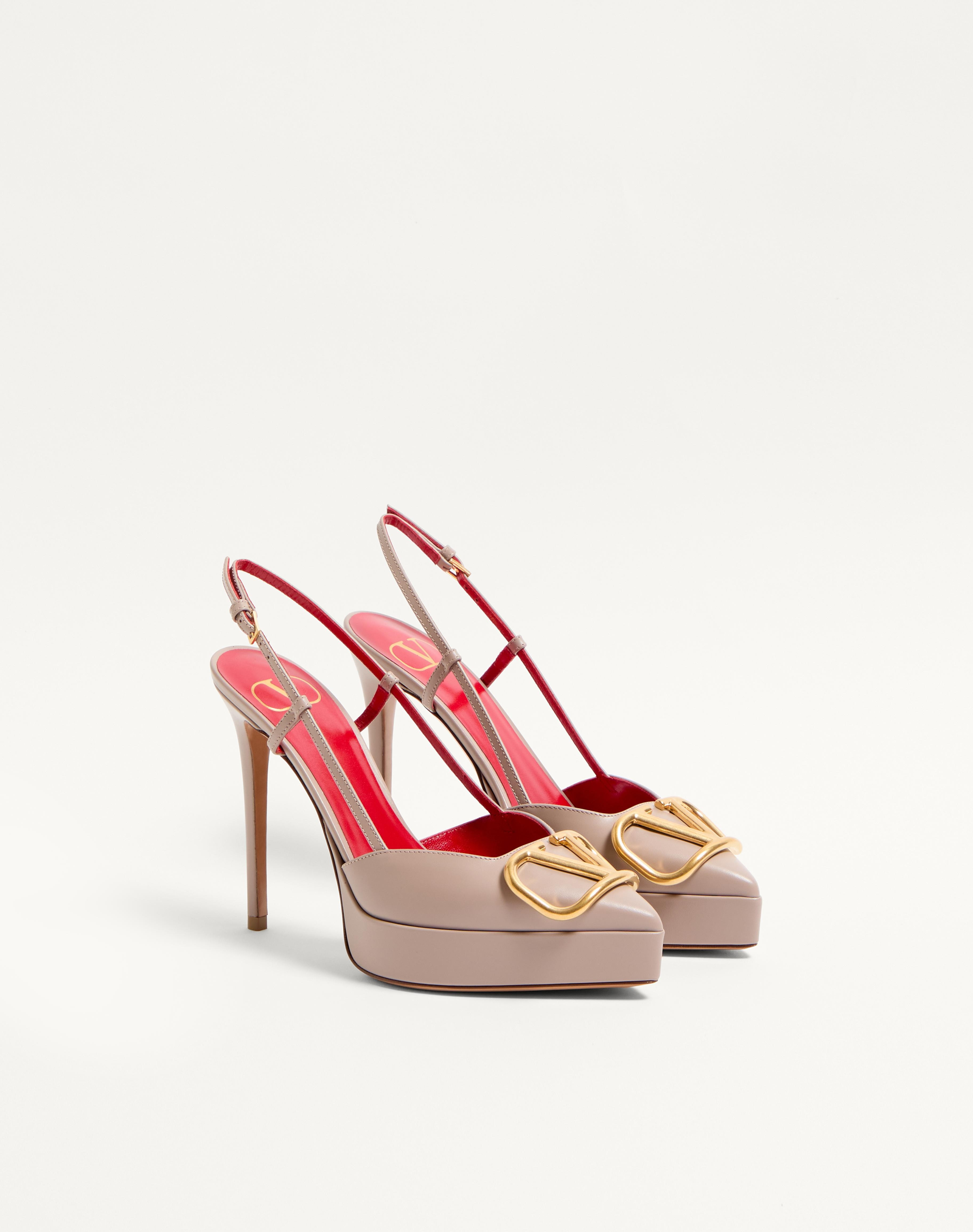 VLOGO SIGNATURE CALFSKIN SLINGBACK PLATFORM PUMP 120MM - 3