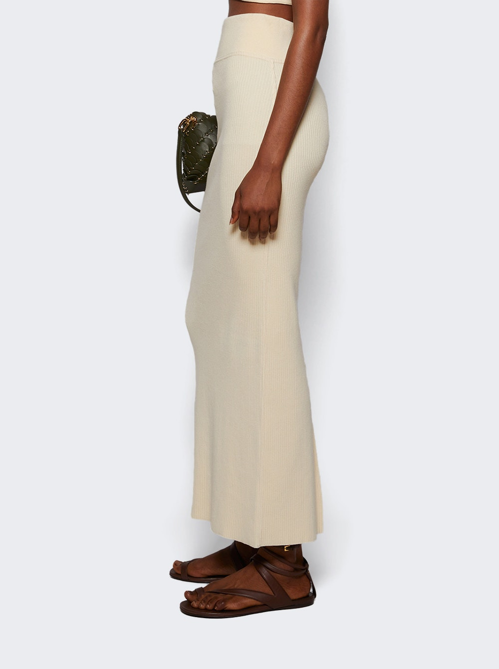 Knit Column Skirt Cream - 3
