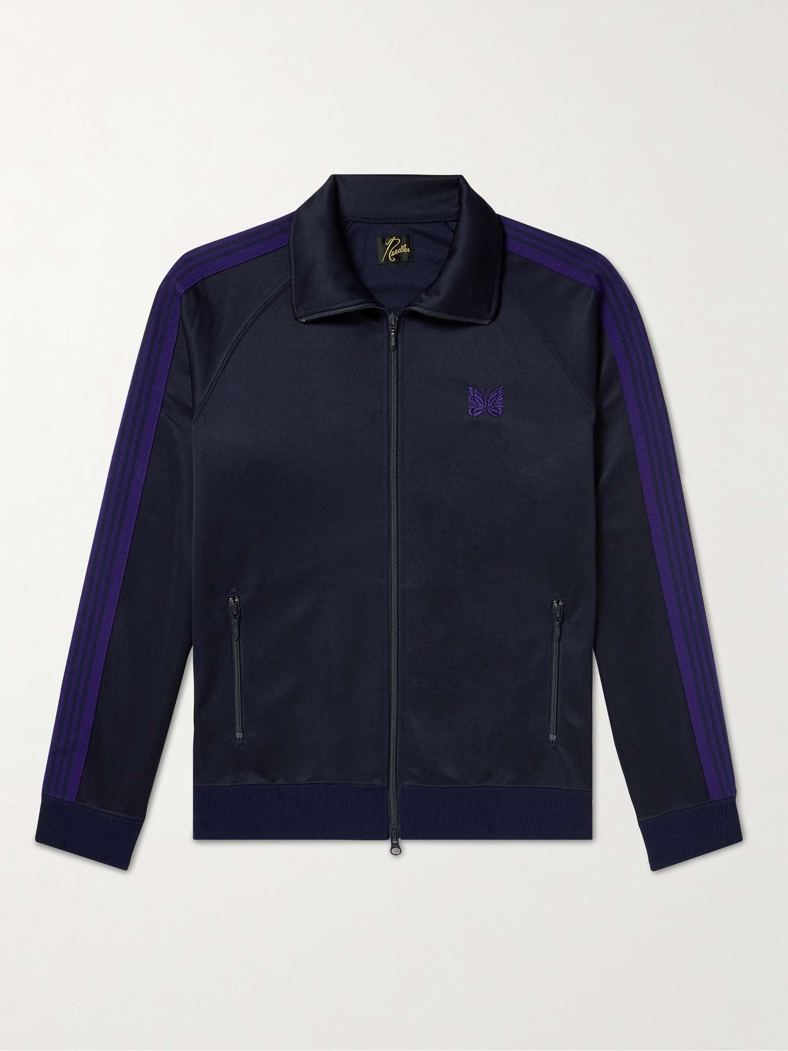 Logo-Embroidered Webbing-Trimmed Jersey Track Jacket - 1