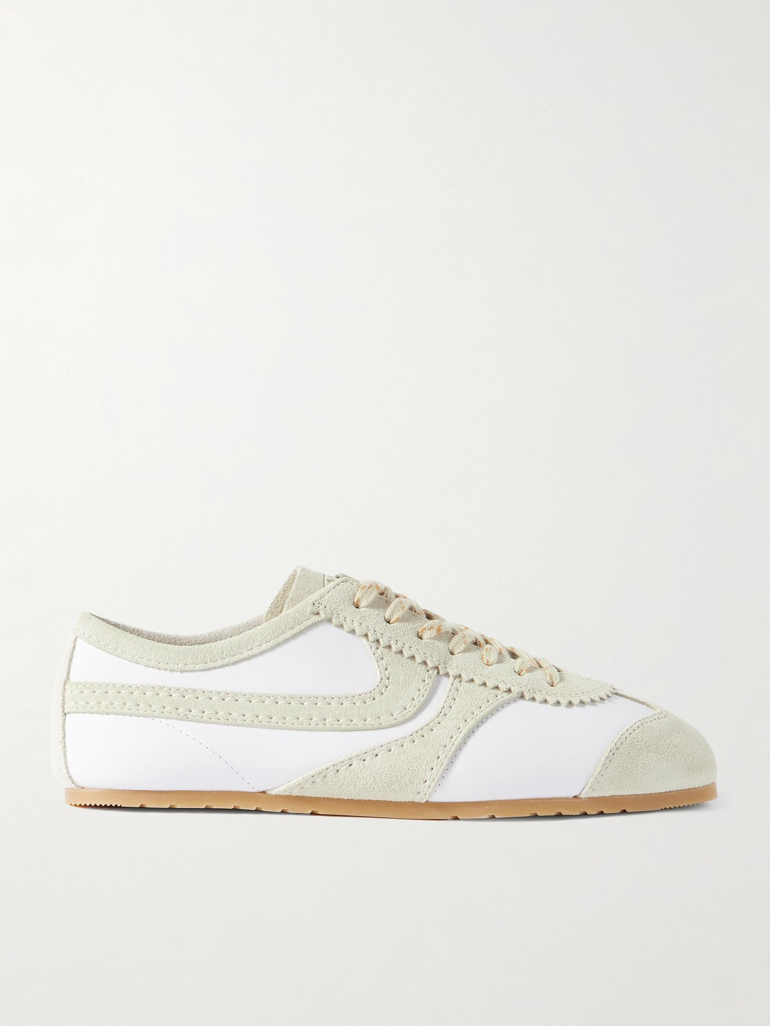 Suede-trimmed leather sneakers White - 1