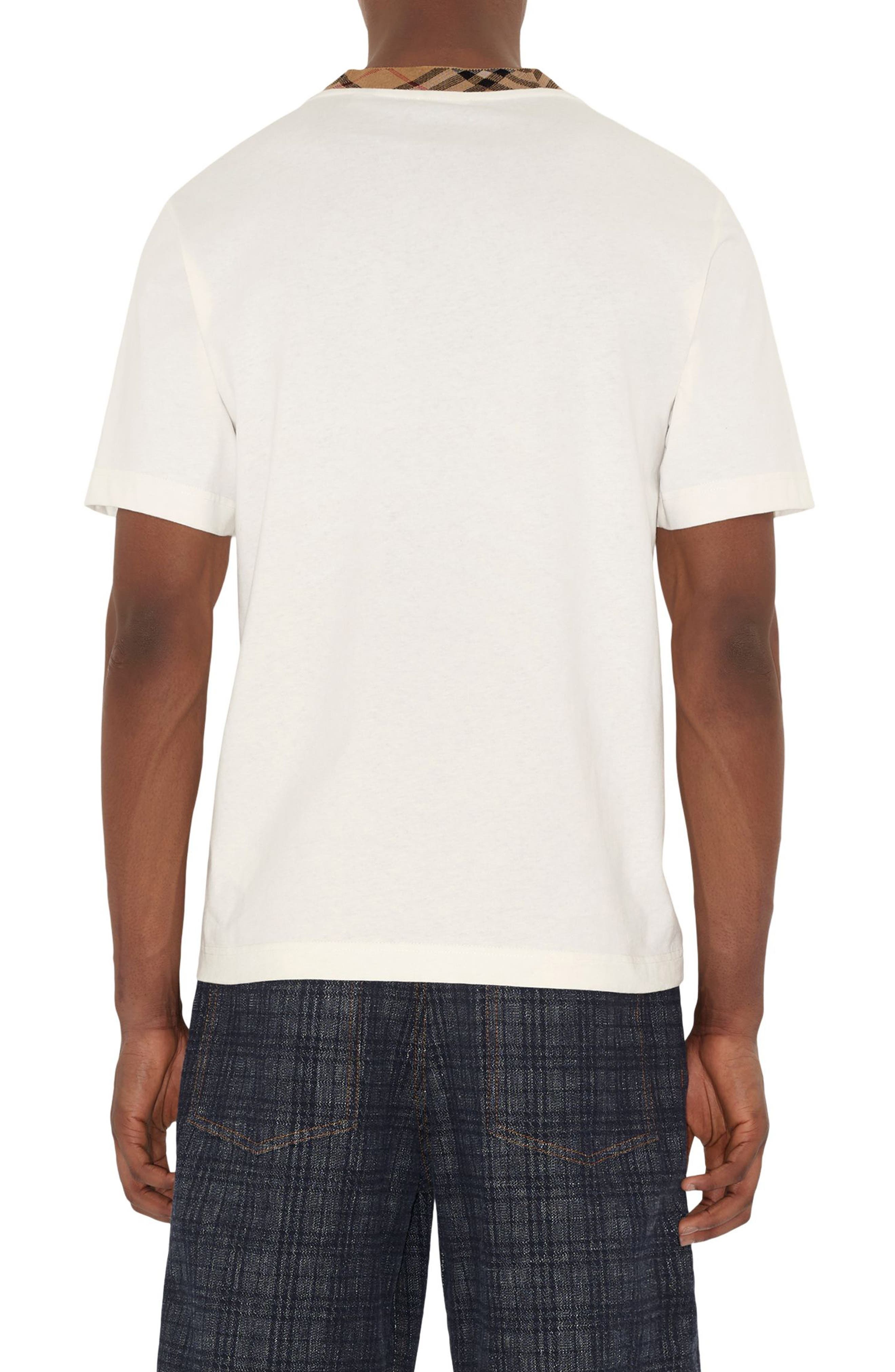 burberry Check Trim T-Shirt in Chalk at Nordstrom - 2