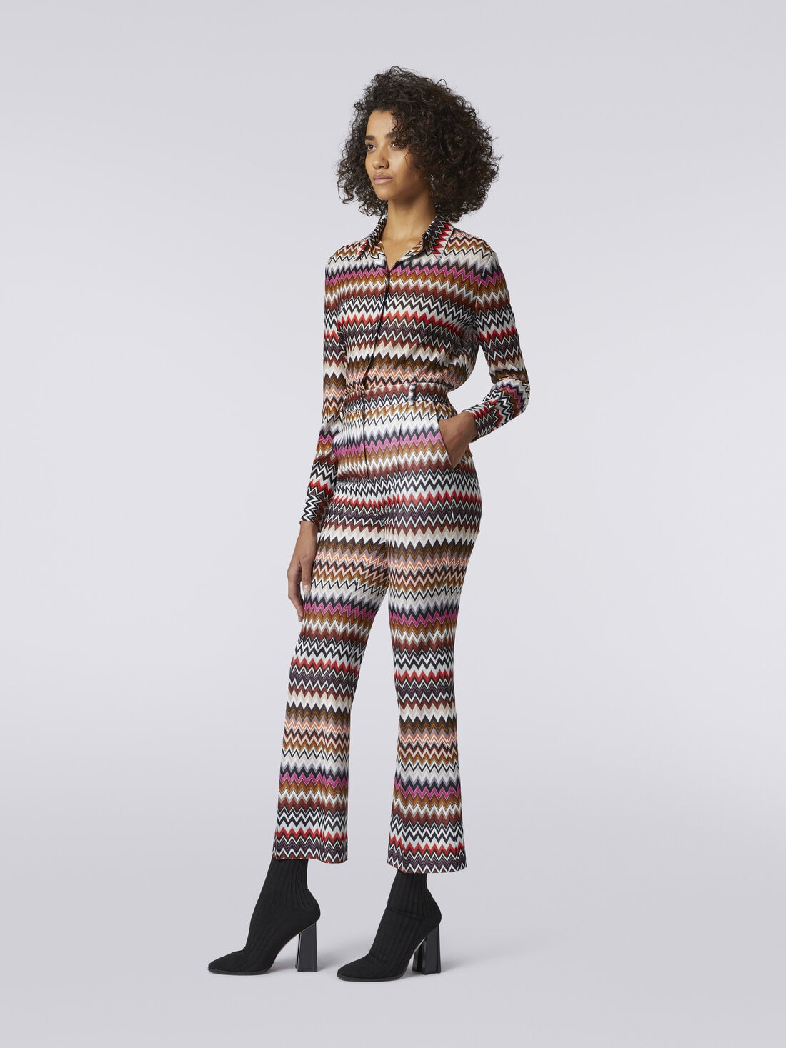 Flared zigzag viscose trousers - 3