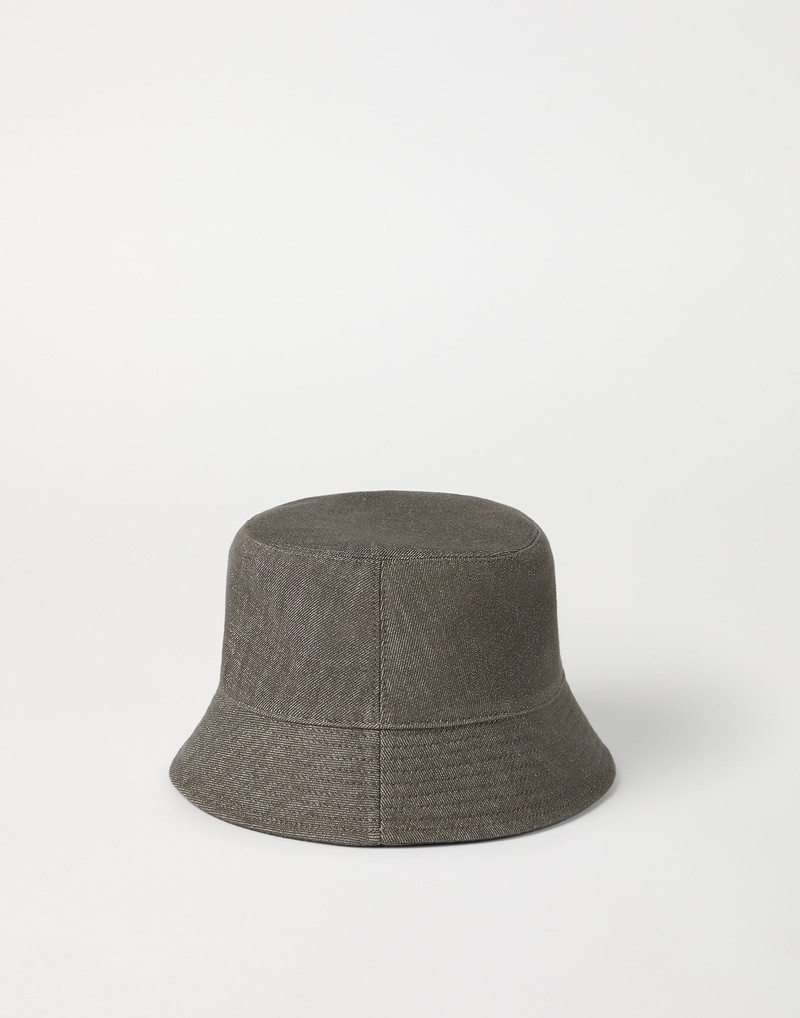 Brunello Cucinelli Sparkling no-fade denim bucket hat with monili outlook