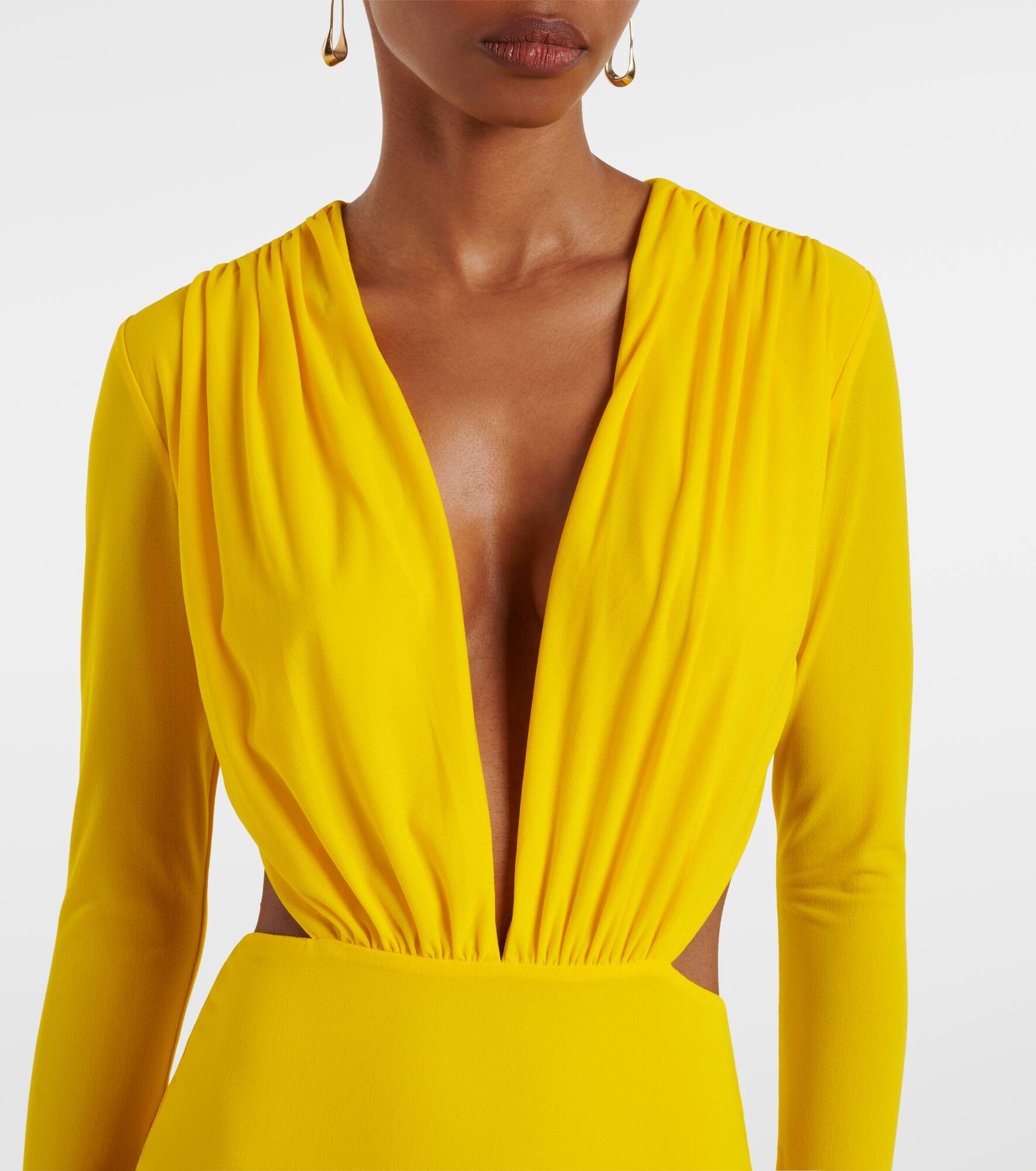 Ruched open-back crêpe jersey gown - 4