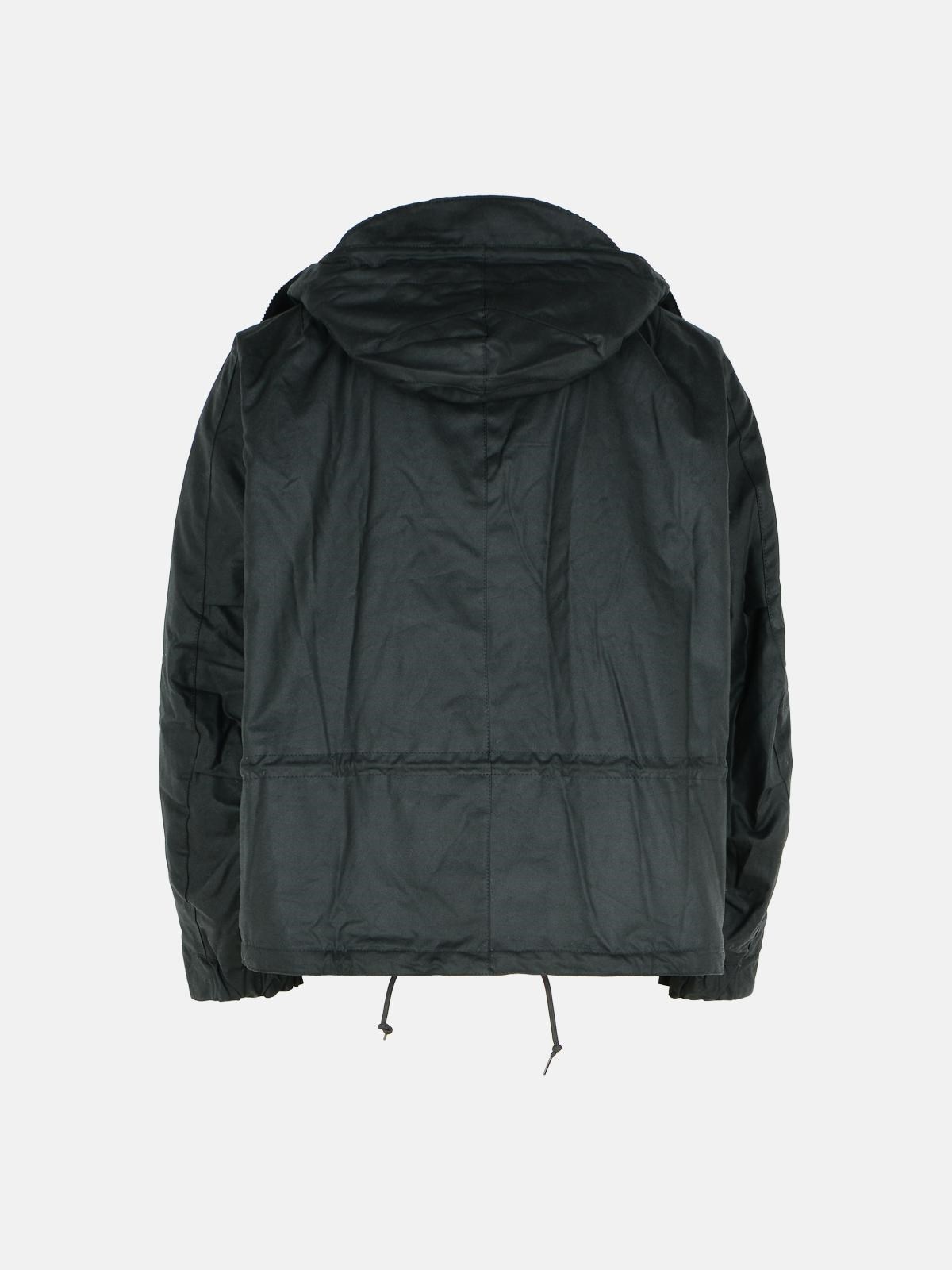 'SHORT WIND' BLACK WAXED COTTON PARKA - 3