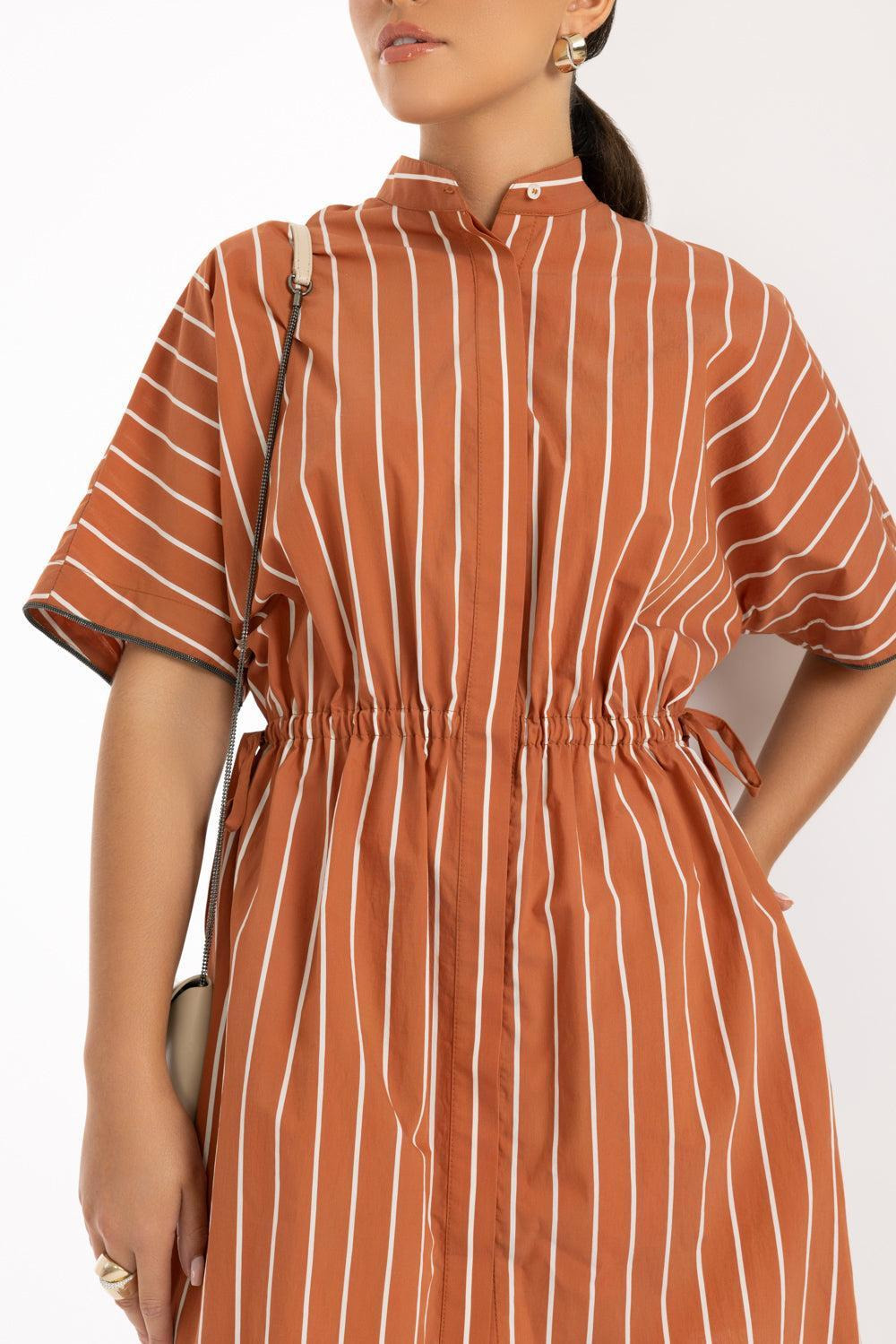 Stripe Cinch Waist Dress - 3