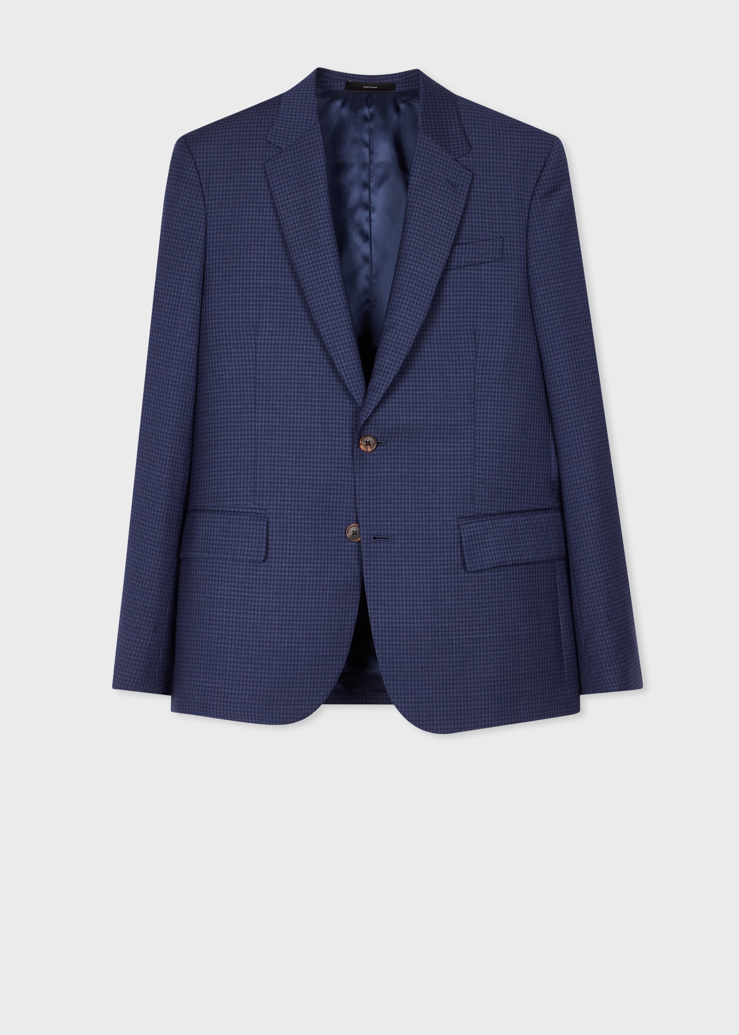 The Soho - Tailored-Fit Blue Gingham Wool Blazer - 1