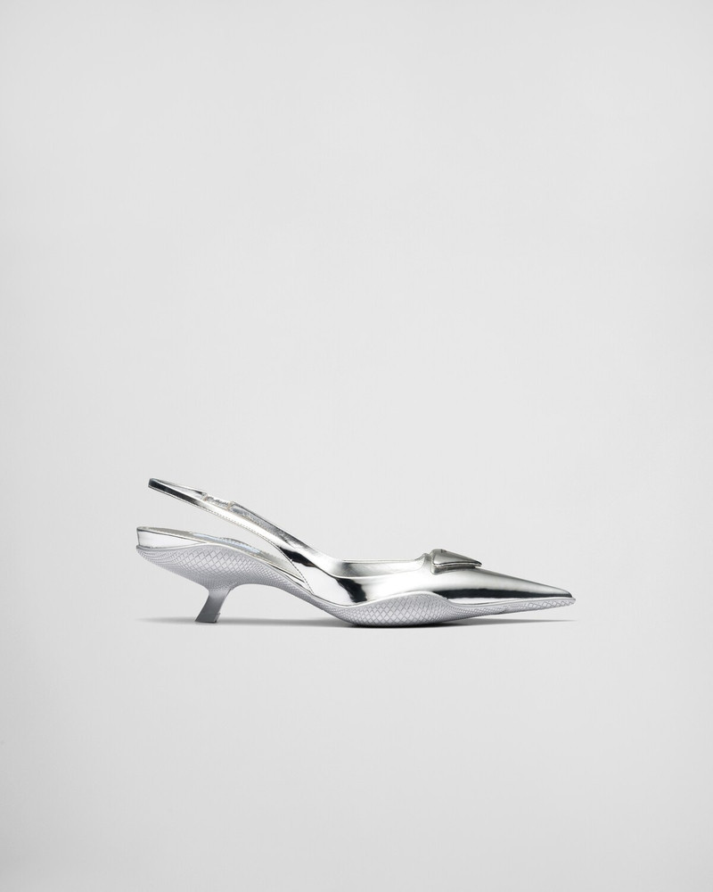 Brushed leather slingback pumps 1