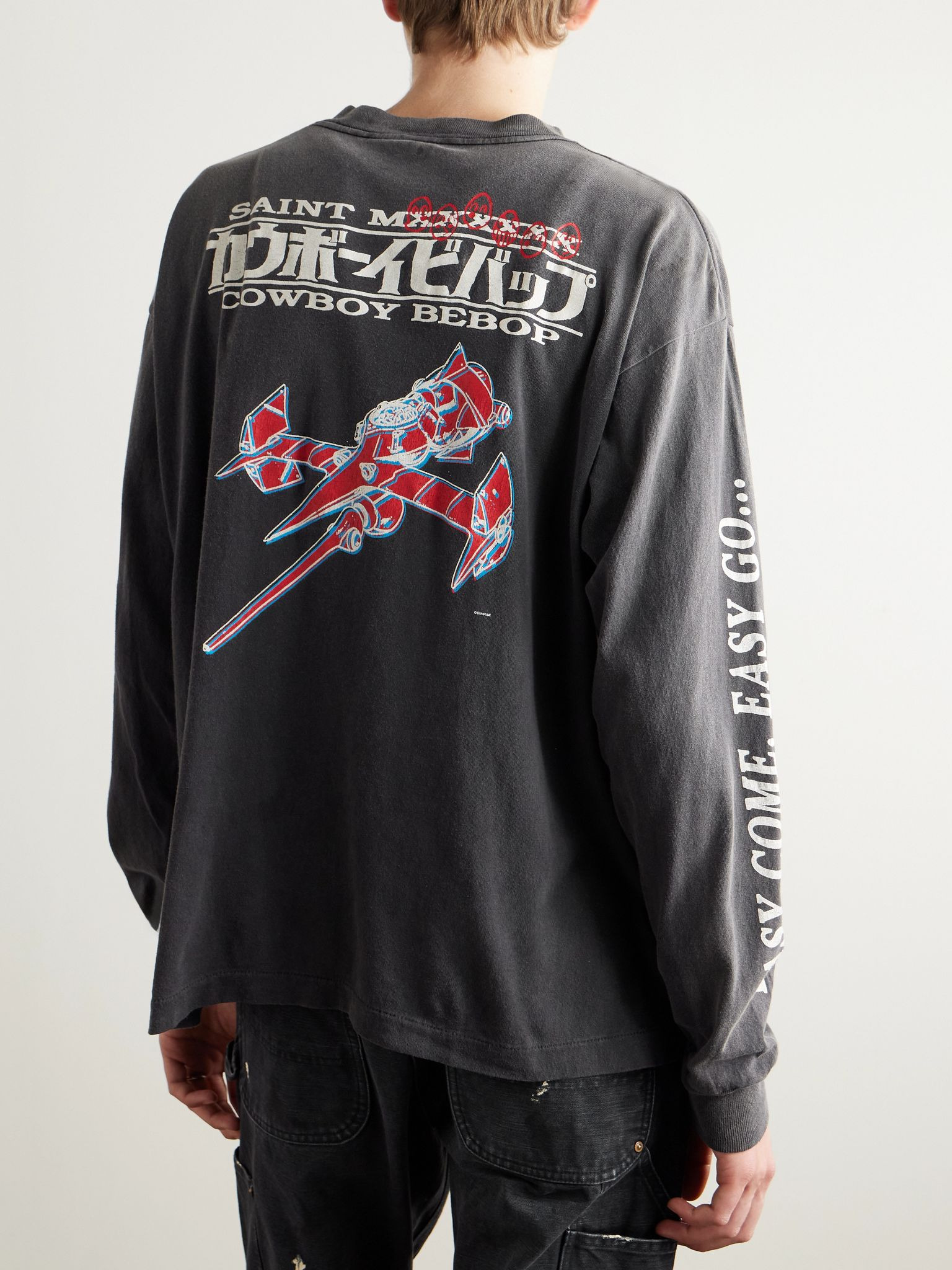 + Cowboy Bebop Easy Come Printed Cotton-Jersey T-Shirt Black - 4