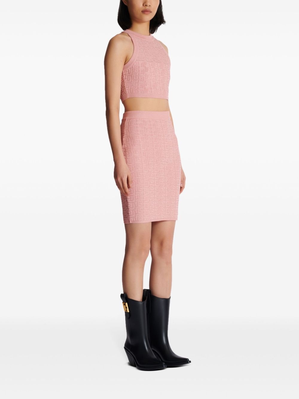 PB-intarsia knitted mini skirt - 3