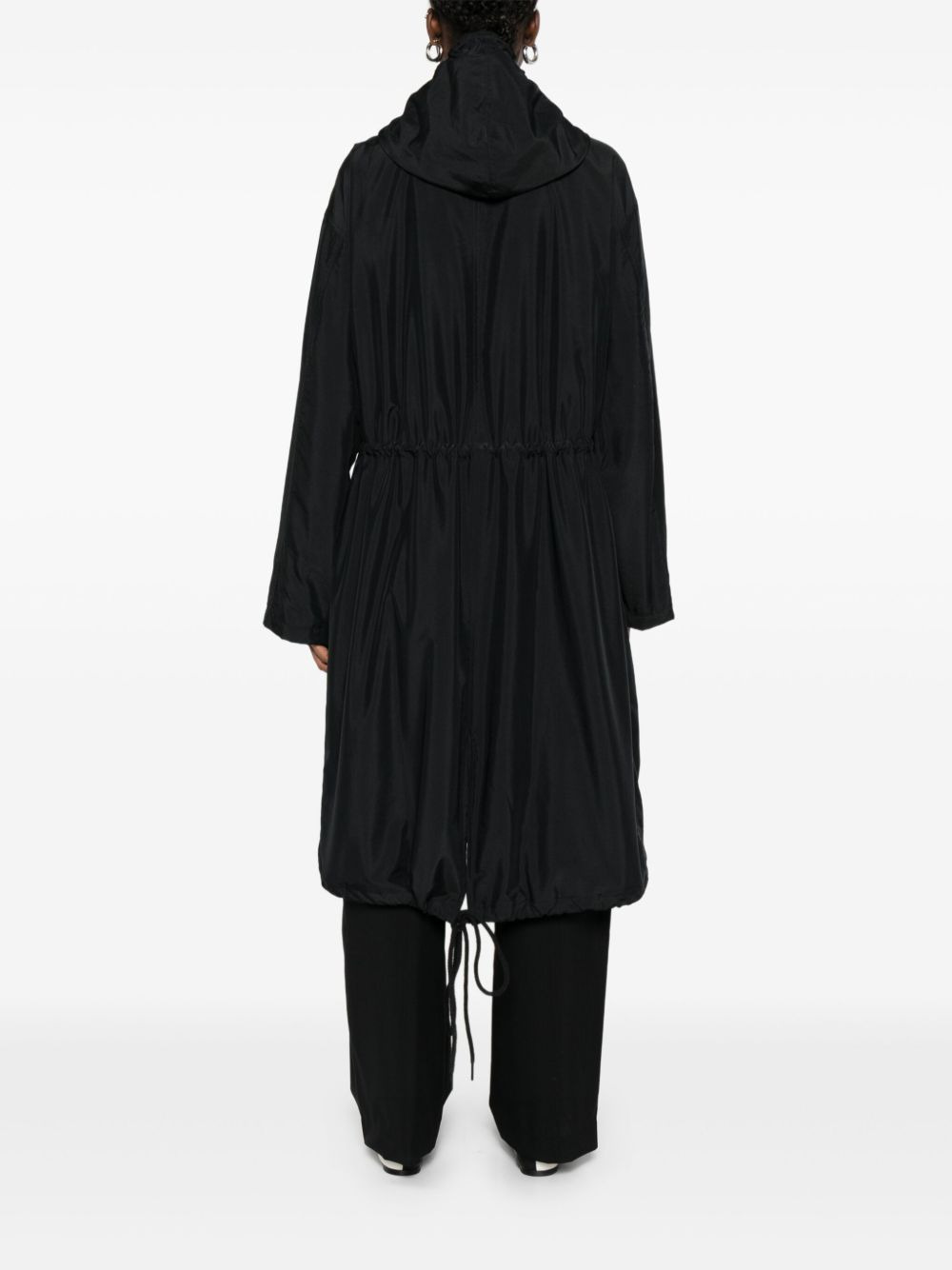 hooded drawstring coat - 4