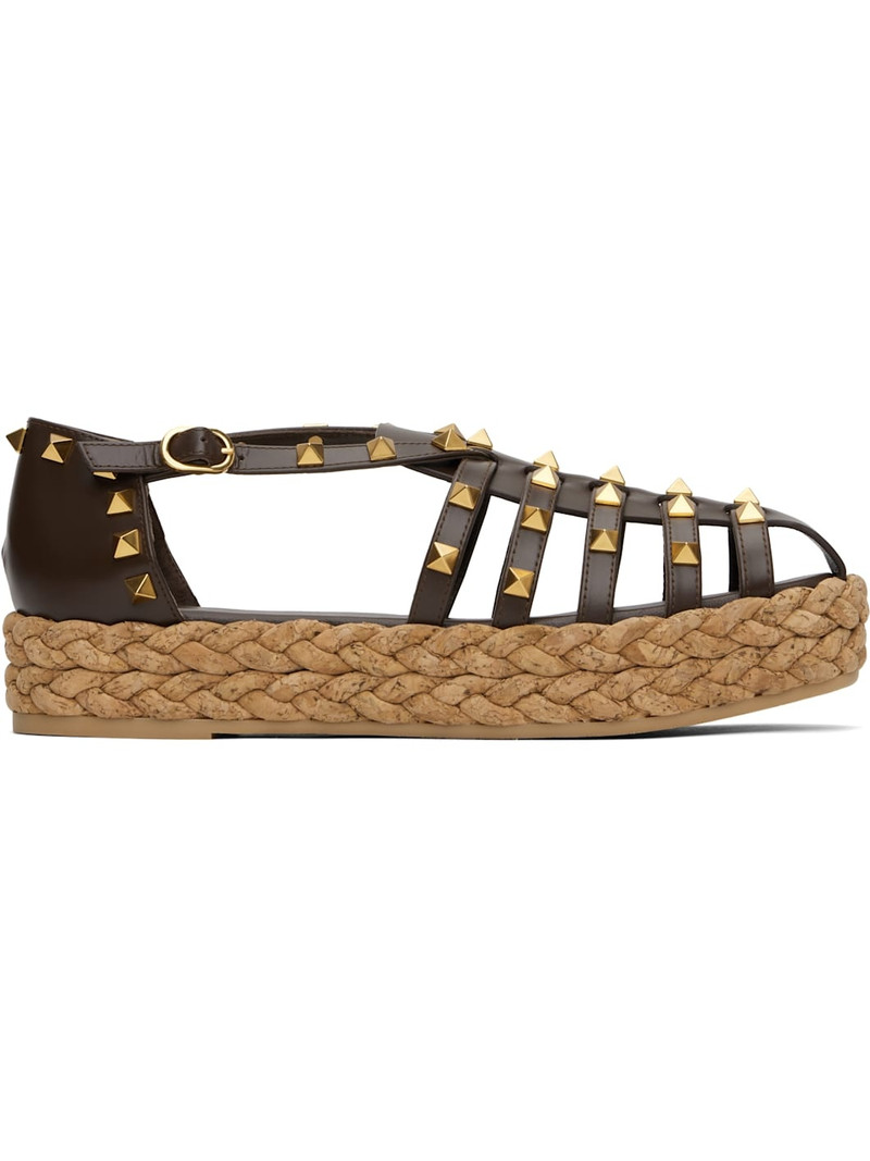 Brown Rockstud Cork Sandals 1