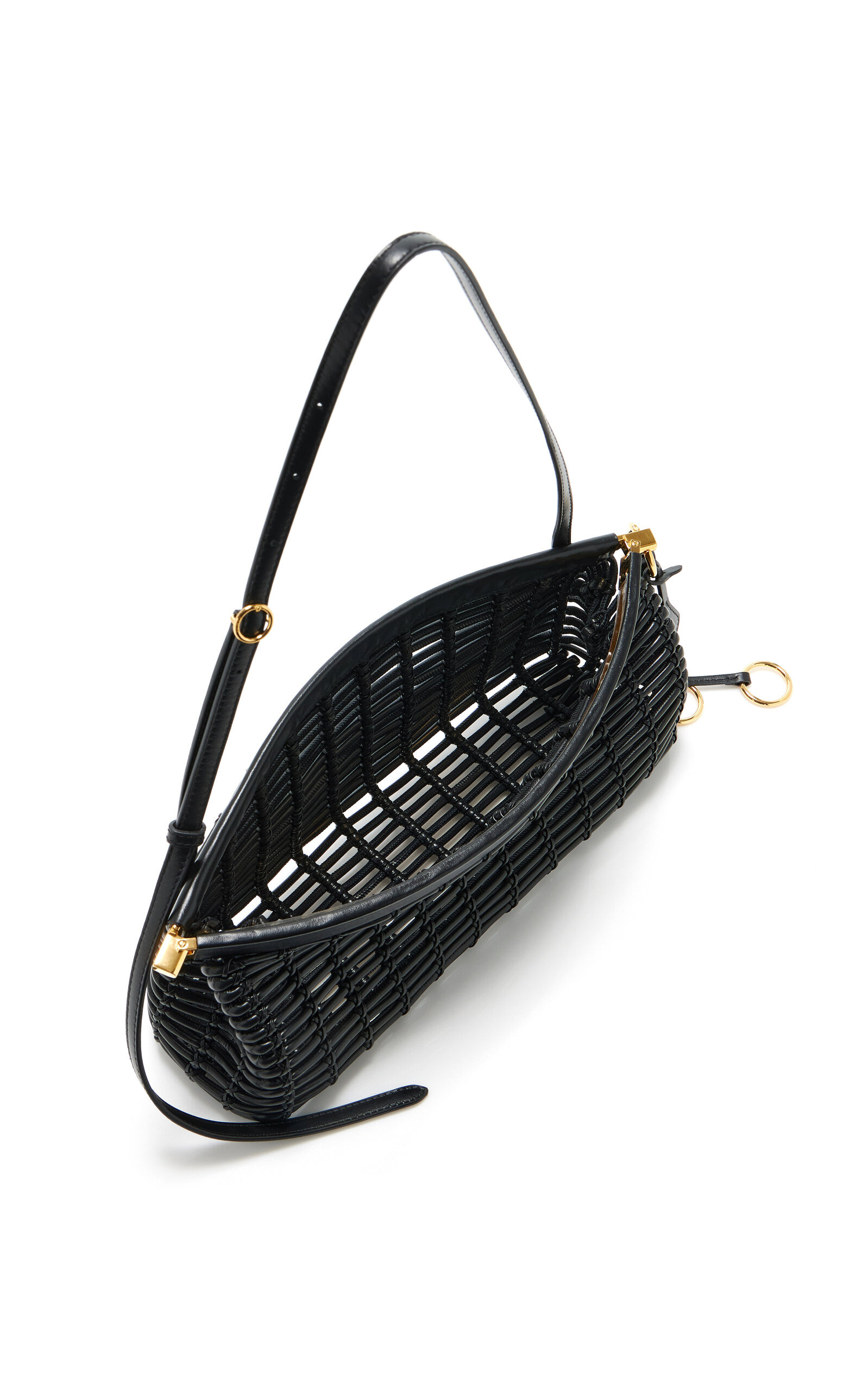 Le Click East/West Medium Braided Leather Bag black - 4