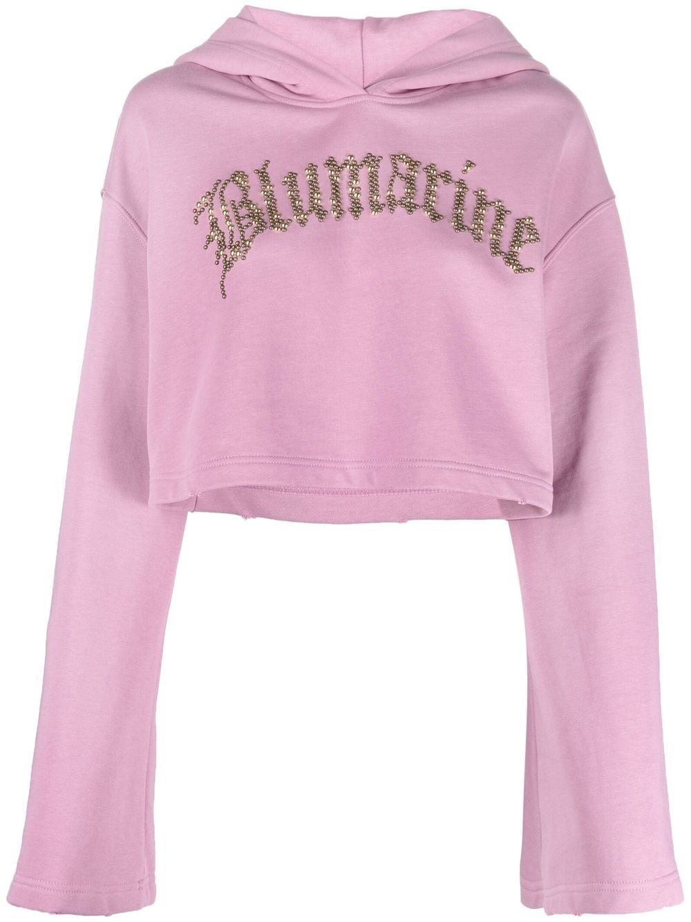 logo-embellished cropped hoodie - 1