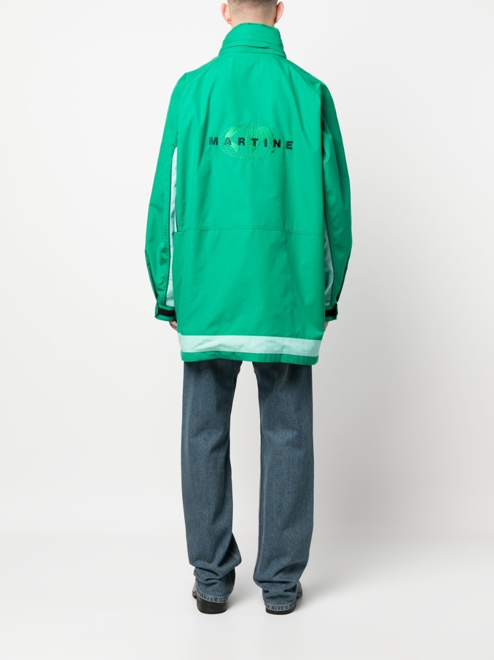 embroidered-logo button-fastening jacket - 4