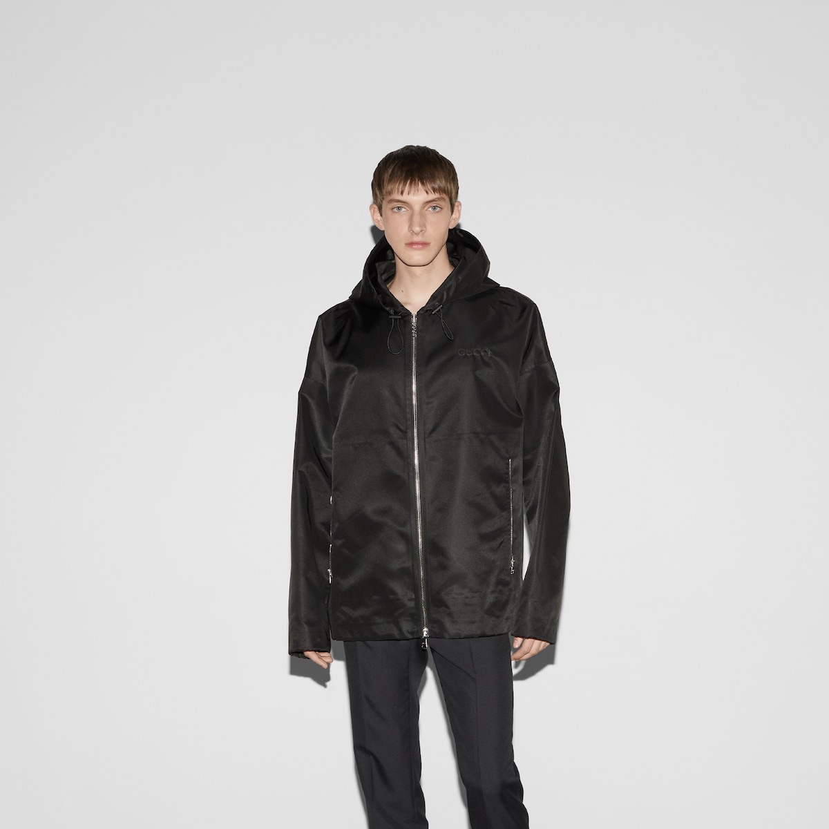 Nylon hooded jacket with embroidery - 3