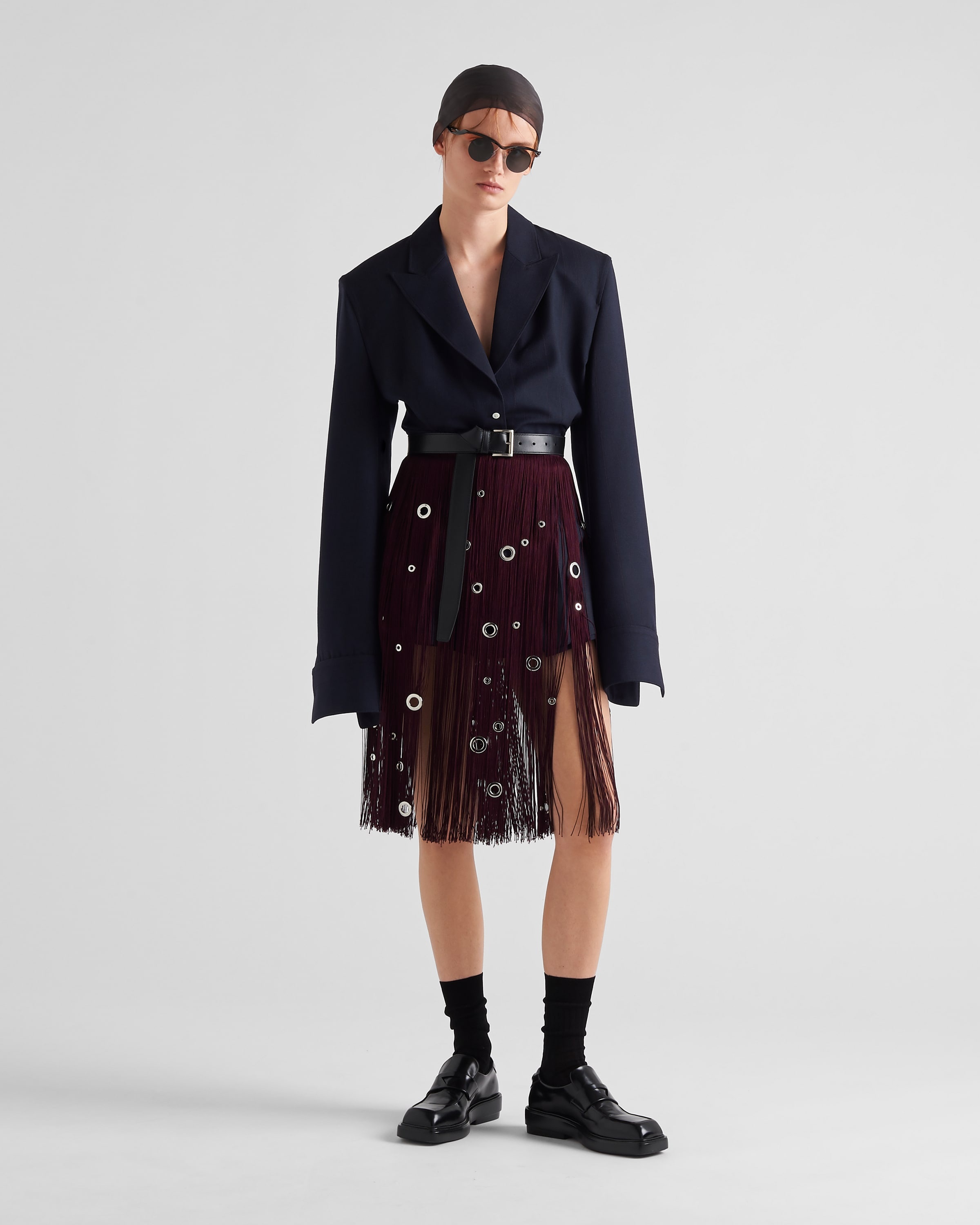 Midi-skirt with fringe and grommet embellishment - 2