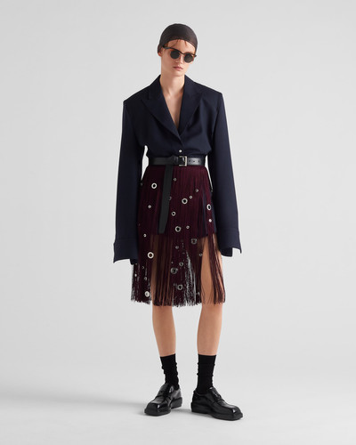 Prada Midi-skirt with fringe and grommet embellishment outlook