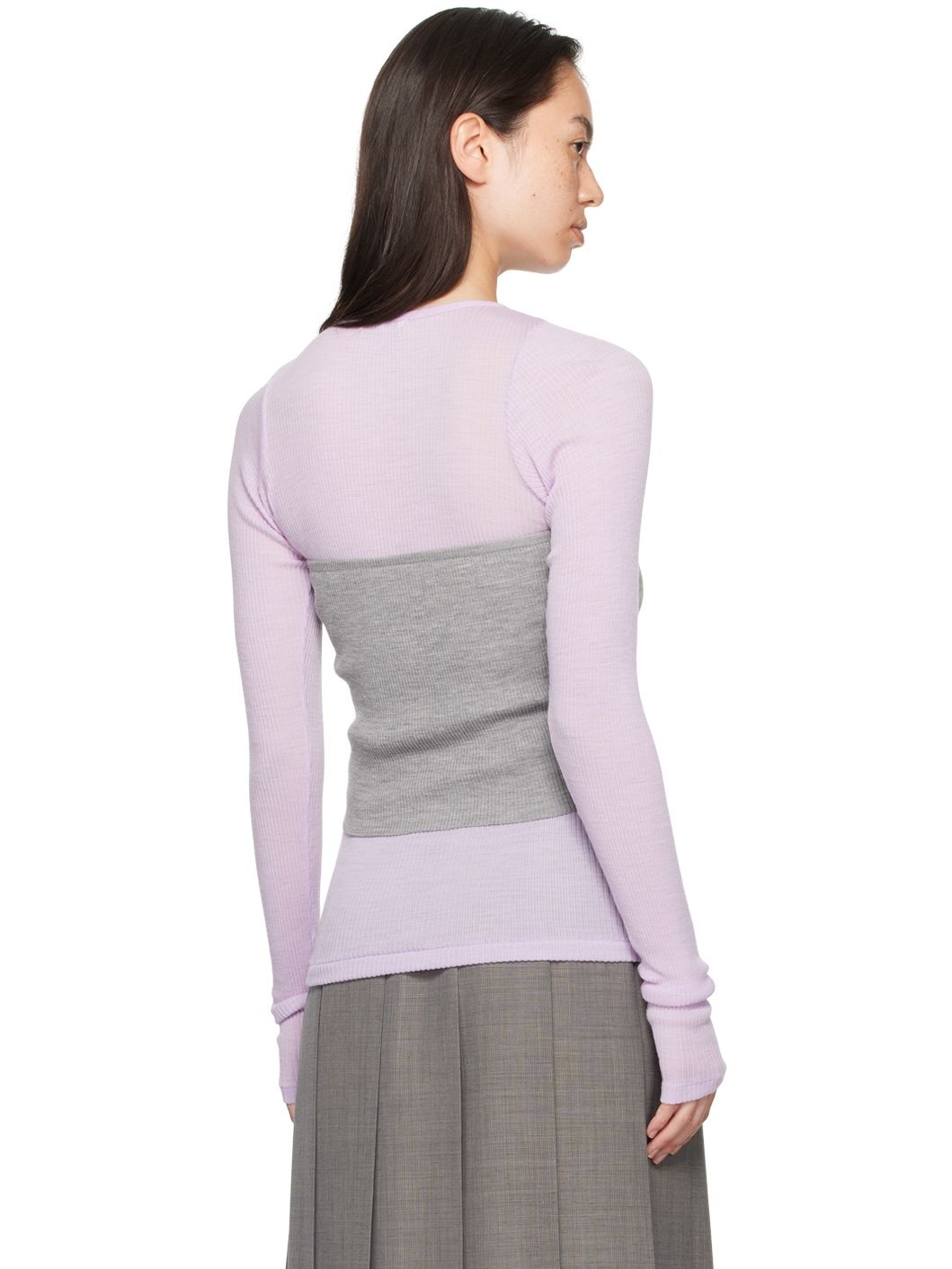 トップス AURALEE RIB KNIT BANDEAU AURALEE Gray Super Fine Wool High Gauge Rib Knit Bandeau Top