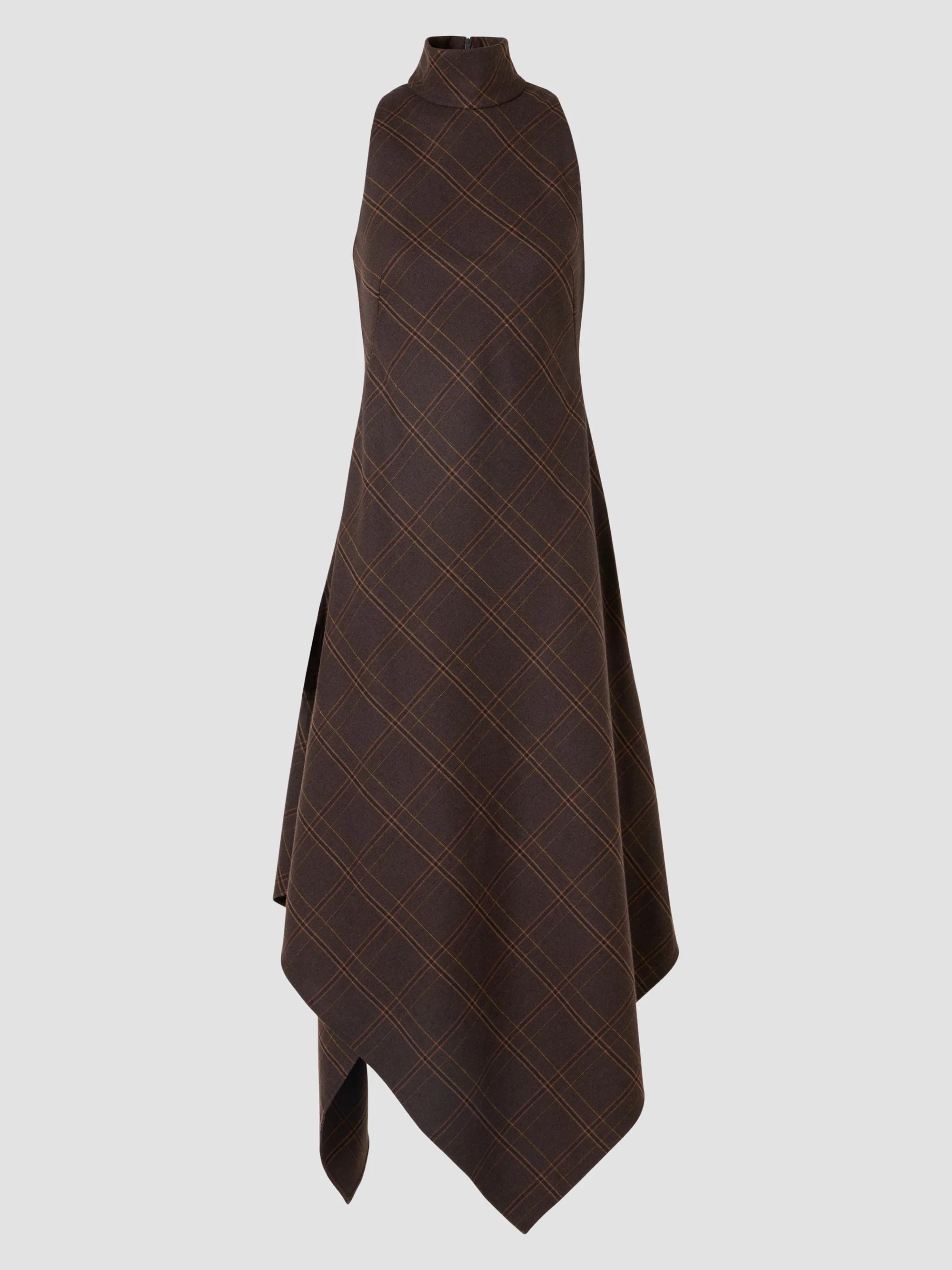 Women's Blanket Check Wool-Blend Flannel Midi Dress - Espresso Caramel - 1