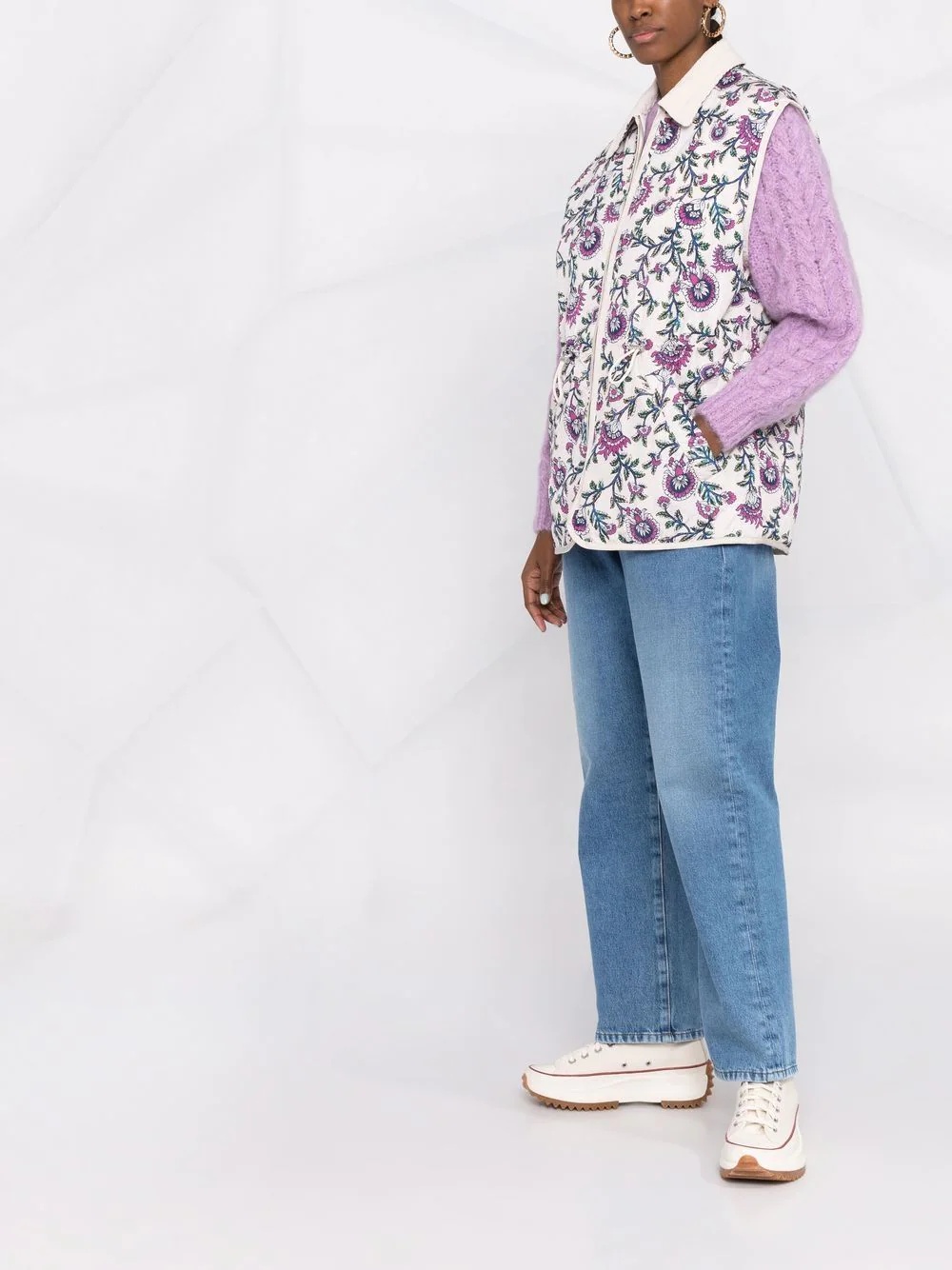 floral-print gilet - 4