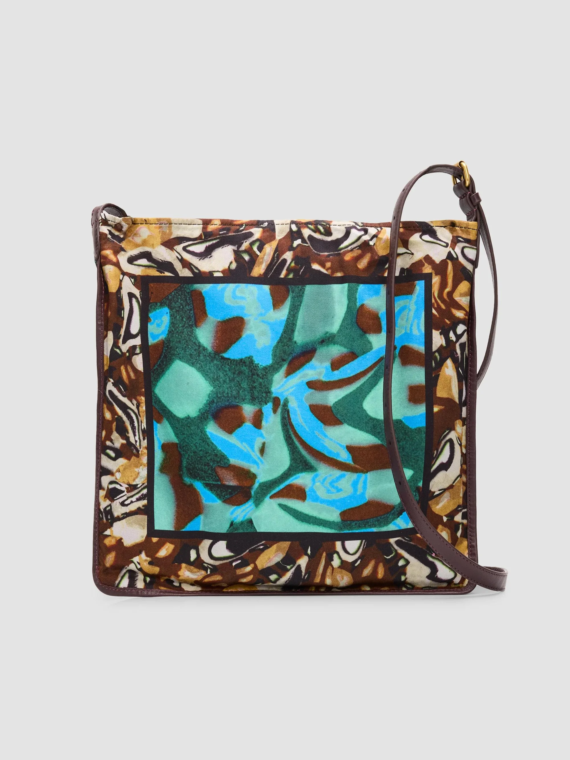 Women's Medium Scarf-Print Shoulder Bag - Brown - 1