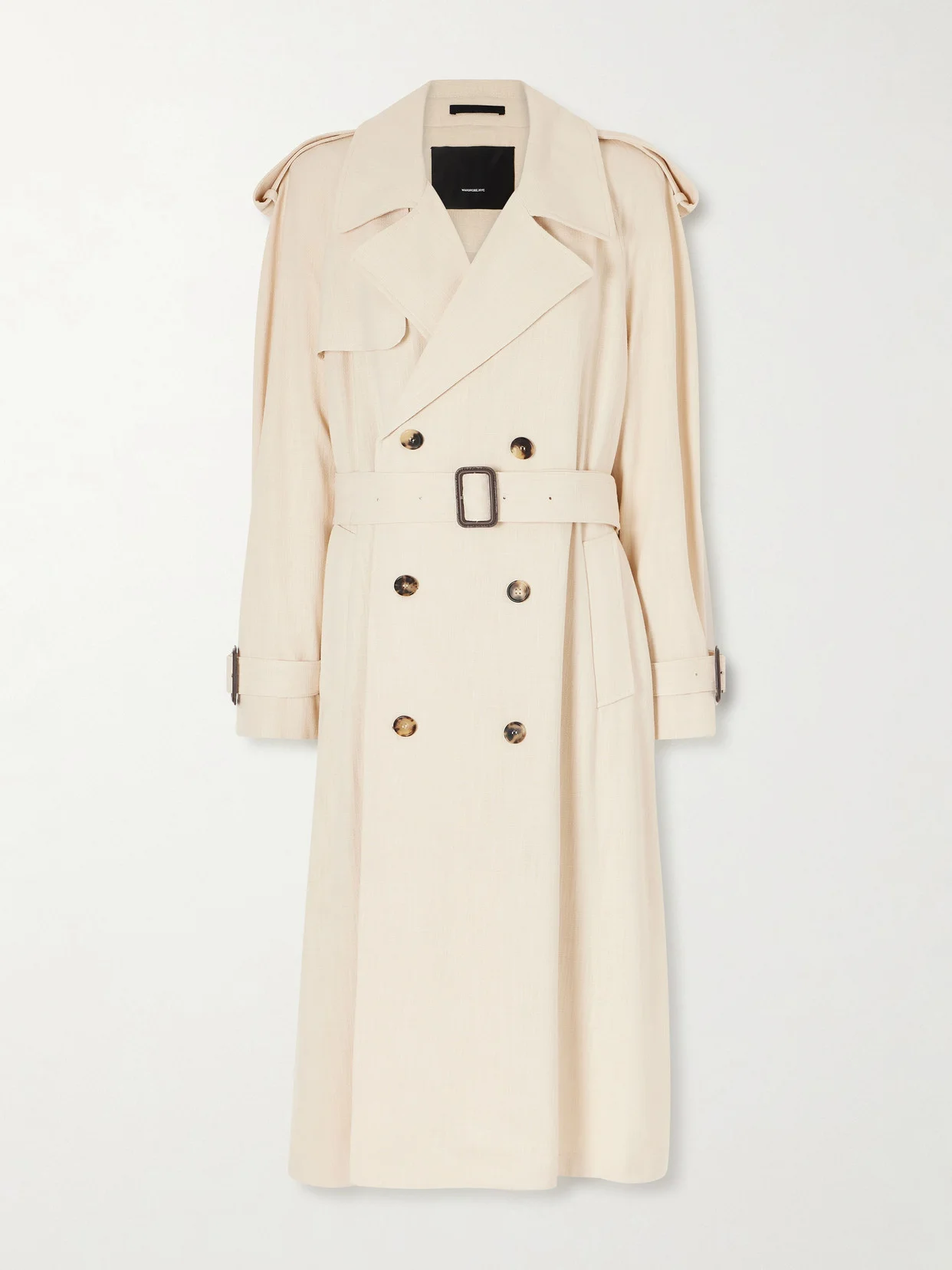 Double-breasted Belted Technical Shell Trench Coat - 1
