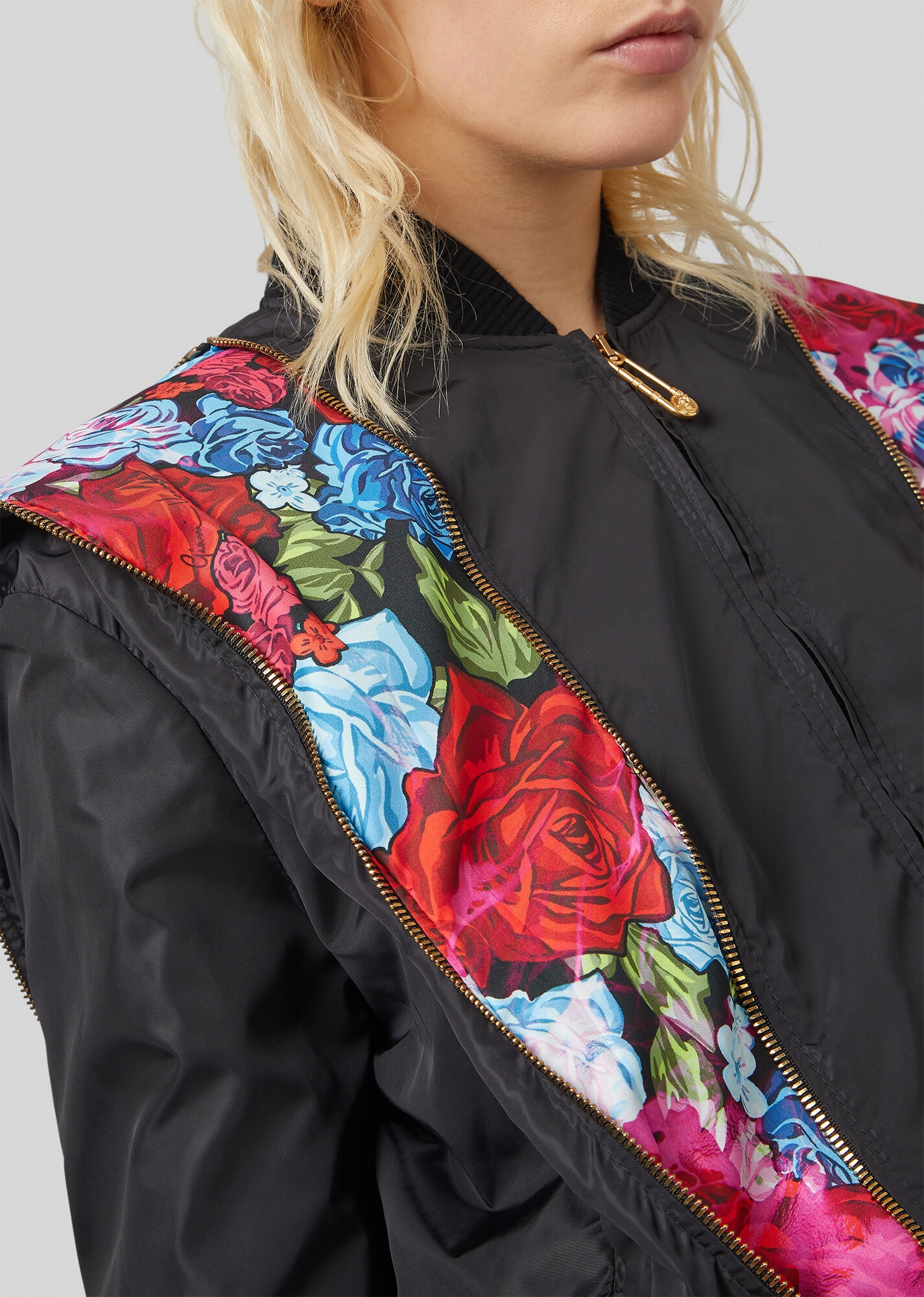 Tie-Dye Roses Accent Bomber Jacket - 6