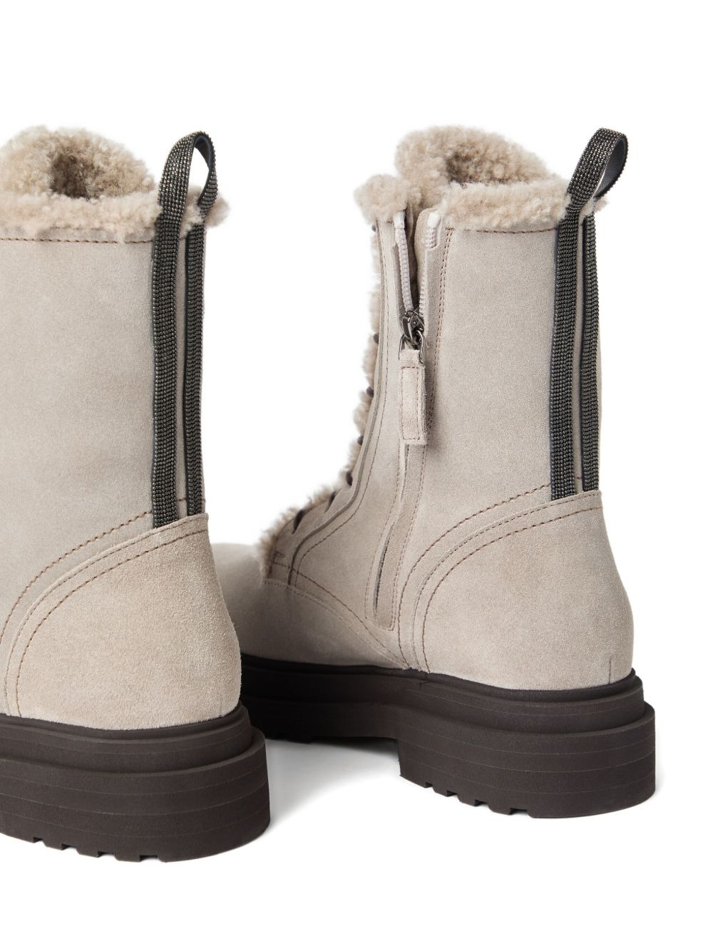 lace-up shearling boots - 5