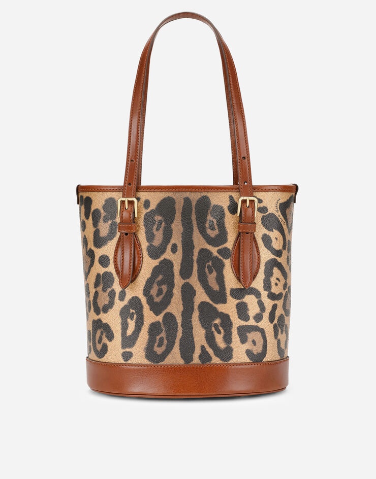 Leopard-print Crespo bucket bag with branded plate - 4