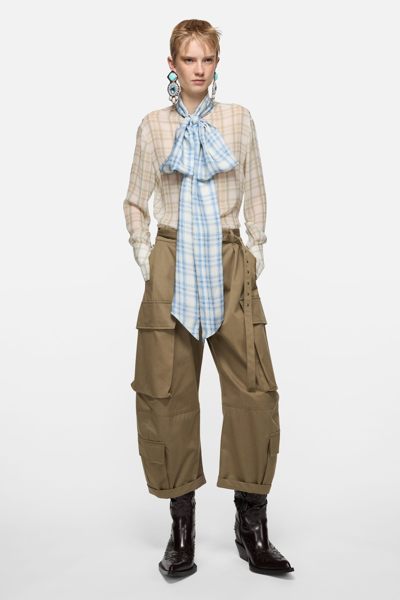 Acne Studios Silk blouse with scarf - Green/orange outlook