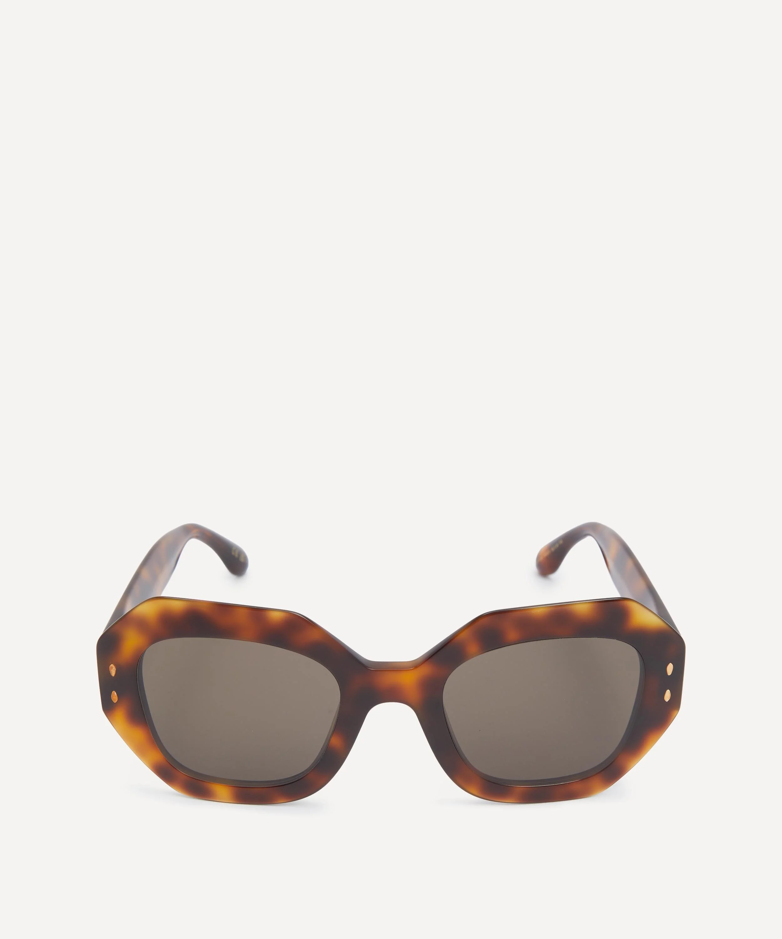 Havana Acetate Geometric Frame Sunglasses - 1