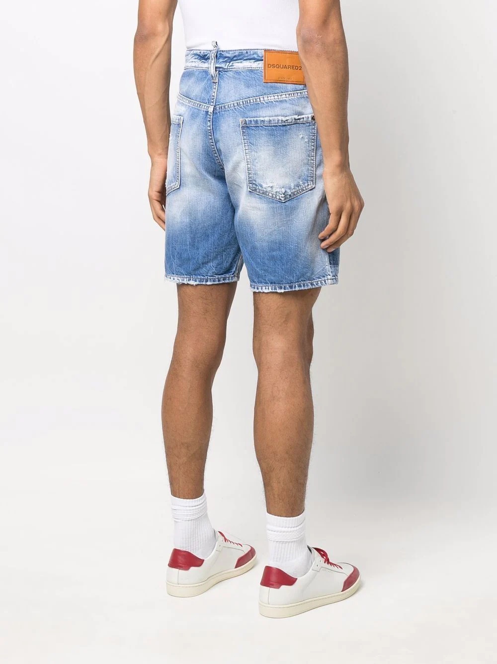 distressed-effect denim shorts - 4