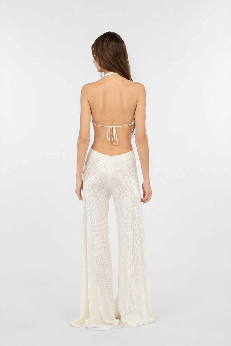 White Jumpsuit with Scale Print and Cut-Out Detailing 4