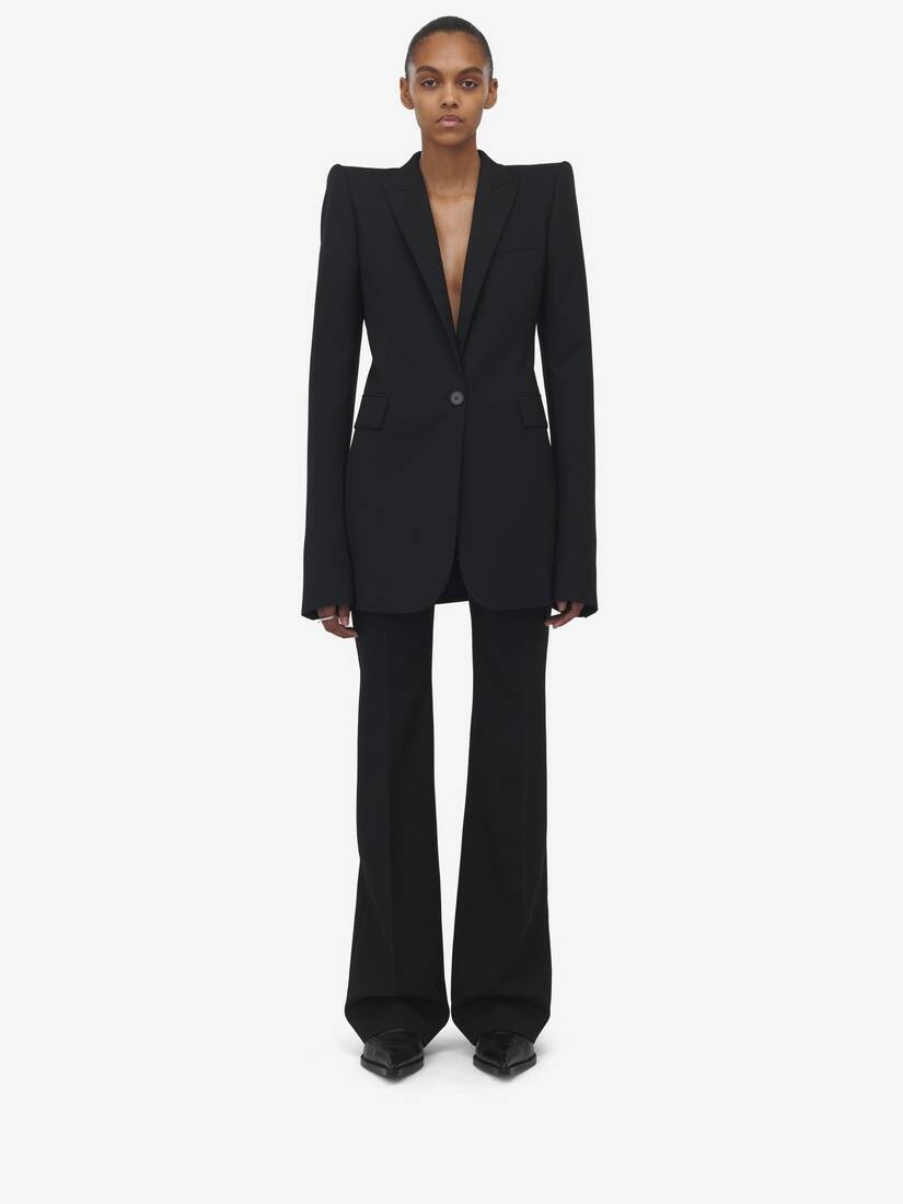 Stacked Shoulder Single-breasted Jacket - 3