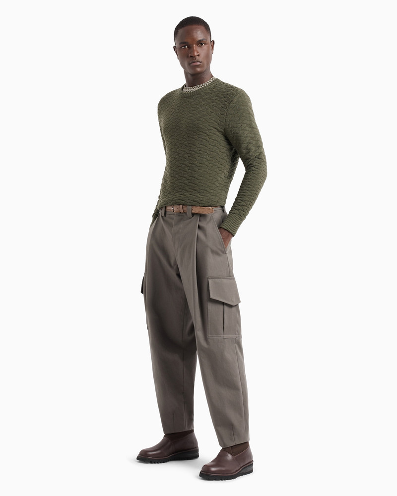 GIORGIO ARMANI Jacquard virgin-wool blend crew-neck jumper outlook