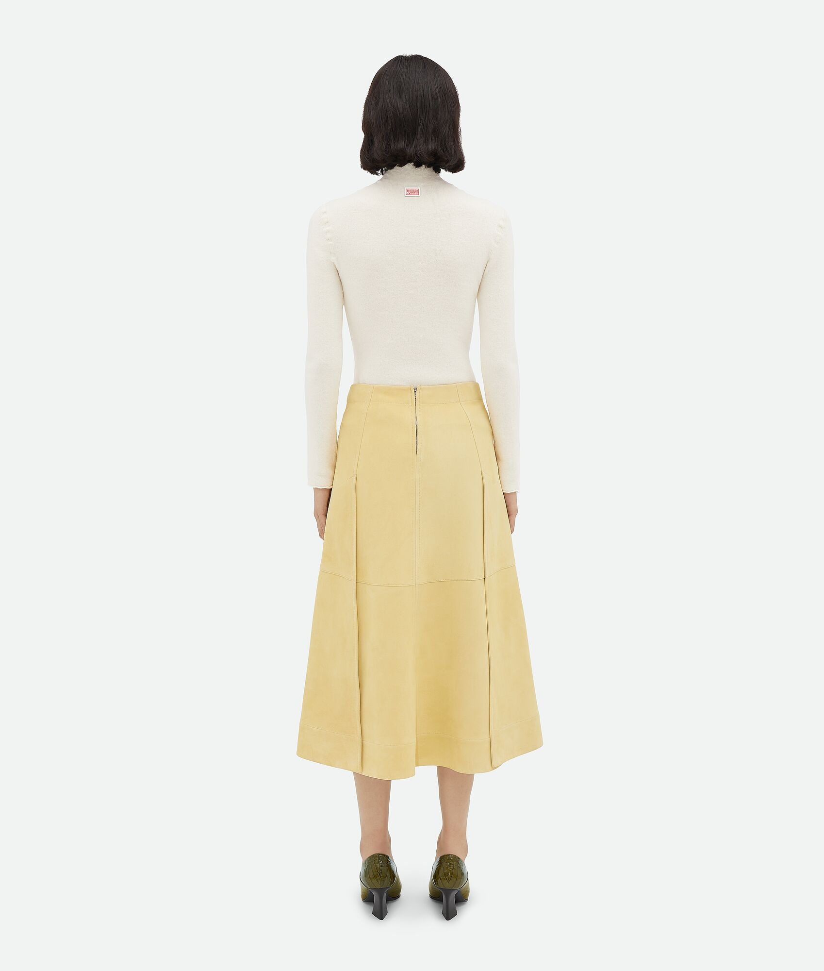 スカート BOTTEGA VENETA Fluo yellow shearling skirt Bottega Veneta Suede Leather Skirt | REVERSIBLE