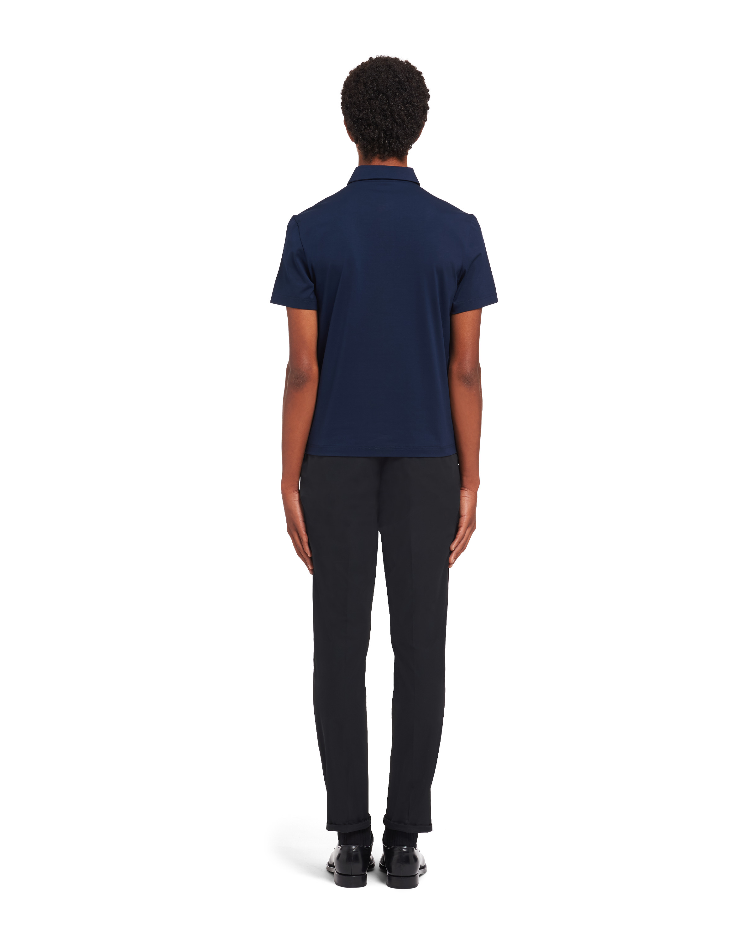 Stretch cotton polo shirt with embroidered logo - 4