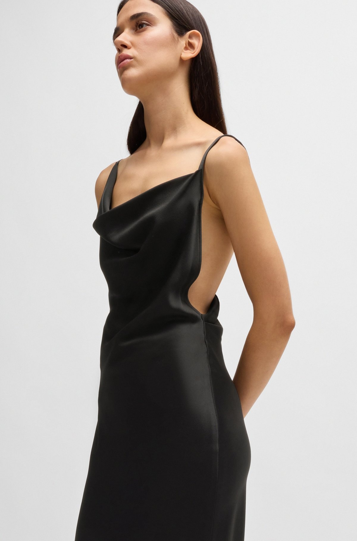 NAOMI X BOSS COCKTAIL DRESS WITH ASYMMETRIC DRAPED NECKLINE - 6