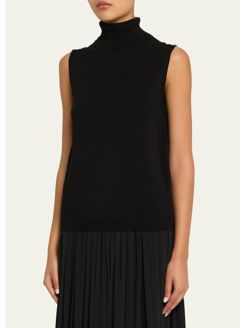 Sleeveless Matte Crepe Turtleneck Pullover 4
