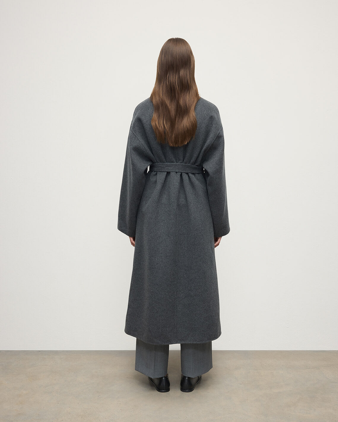 Grey Cashmere Wrap Coat - 4