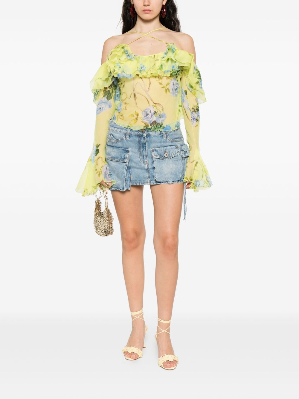 floral-print ruffled blouse - 2