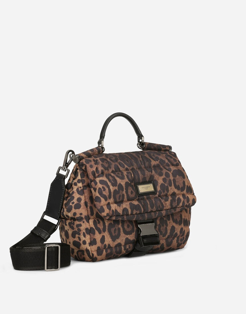 Leopard-print Sicily crossbody bag in quilted nylon 3