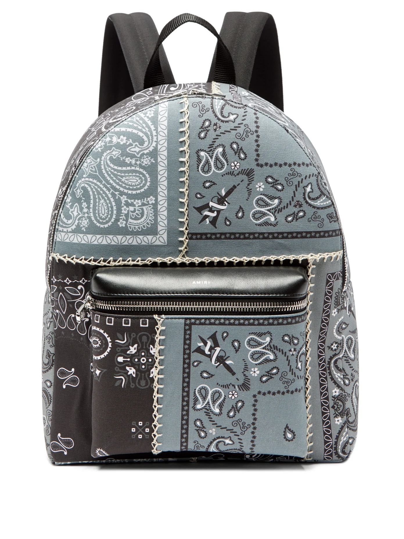 Bandana-print whipstitched cotton-canvas backpack - 1