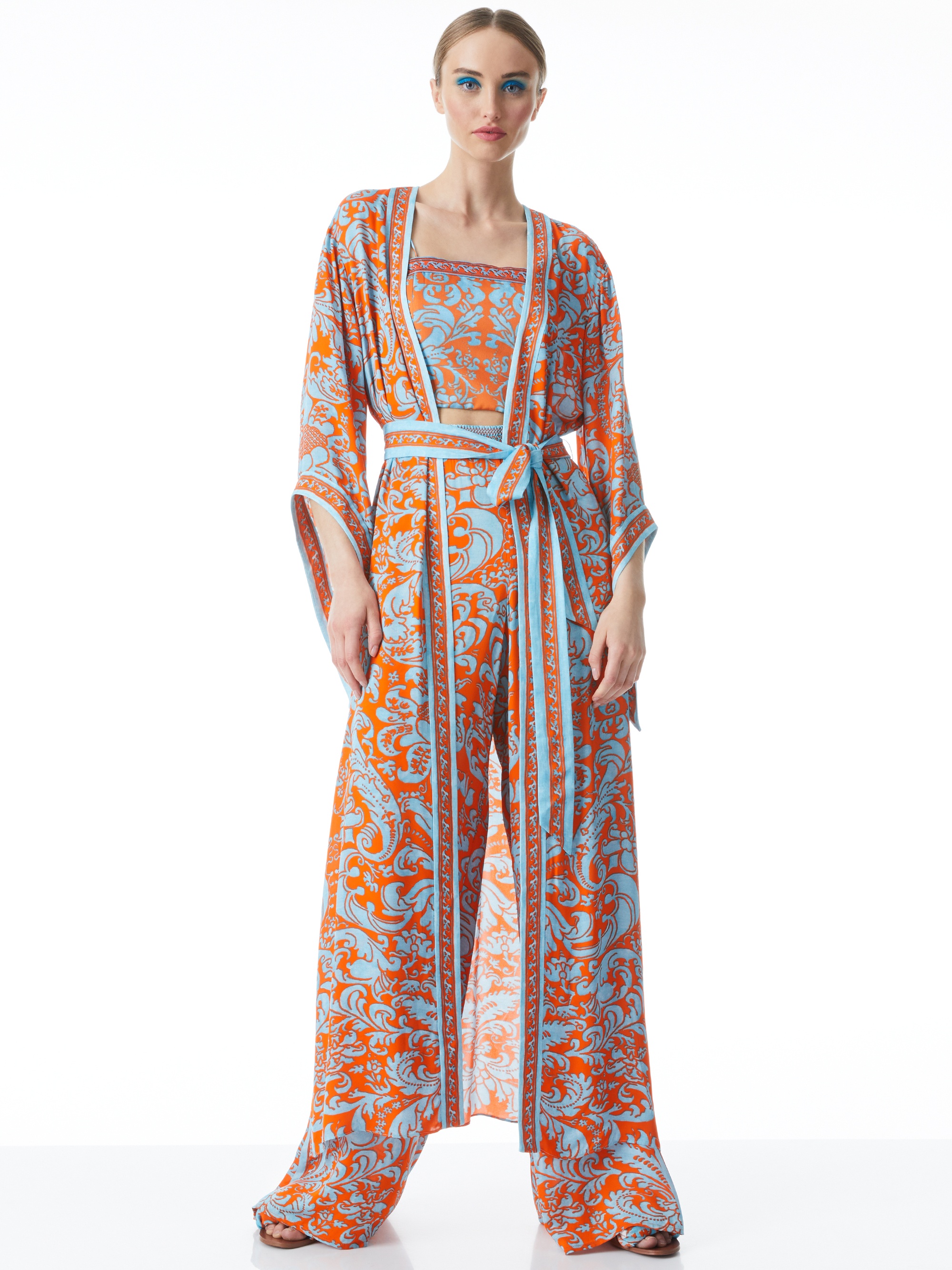 DOMINO MAXI KIMONO WITH TIE BELT - 2