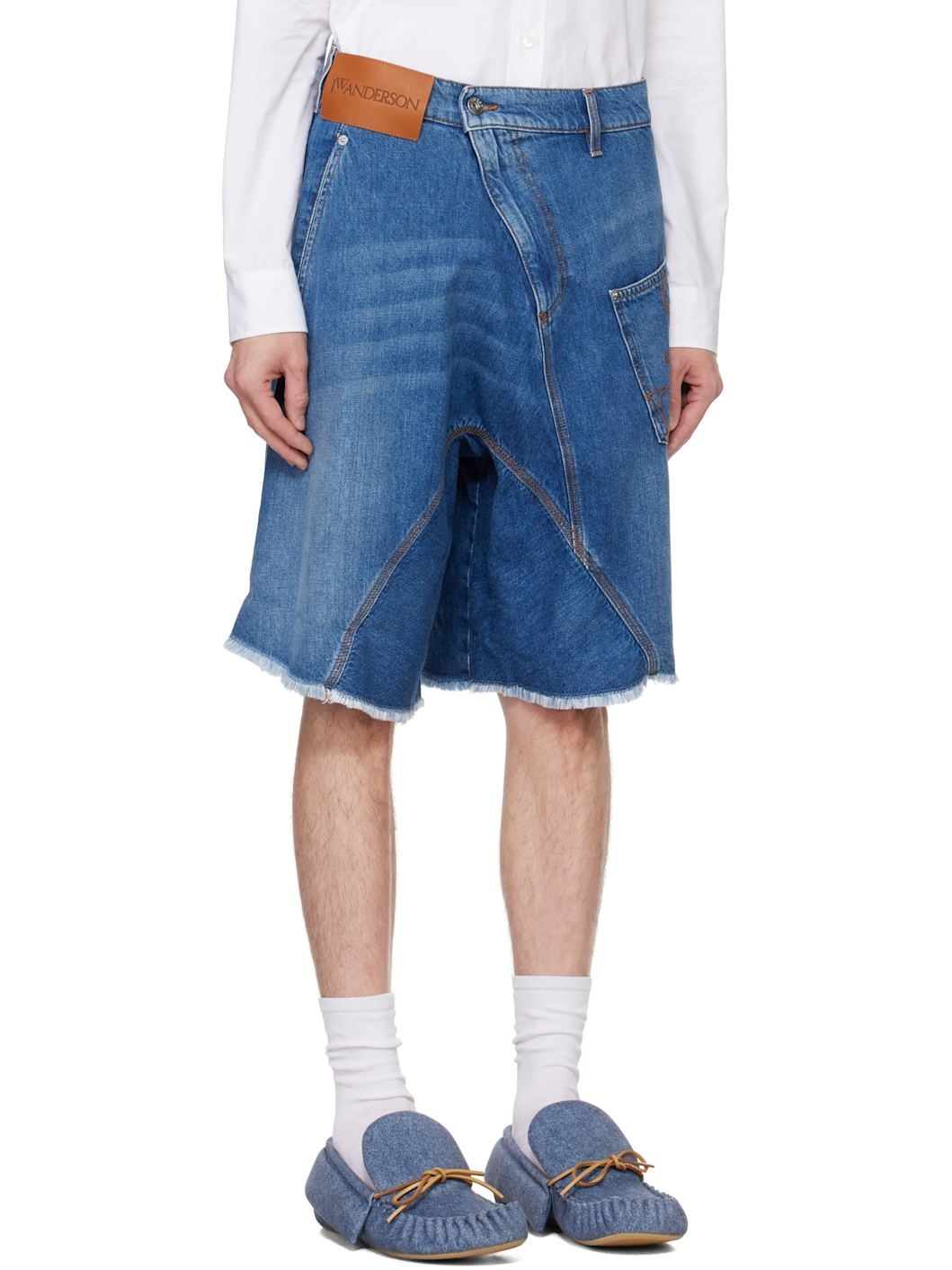 Blue Twisted Workwear Denim Shorts - 2