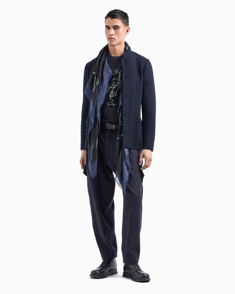 GIORGIO ARMANI Single-breasted, knit virgin-wool jacket outlook
