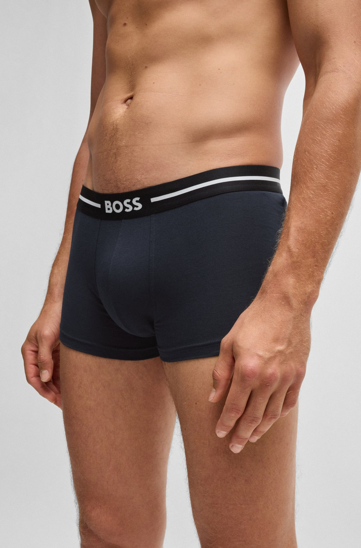 THREE-PACK OF STRETCH-COTTON TRUNKS WITH LOGO WAISTBANDS - 4