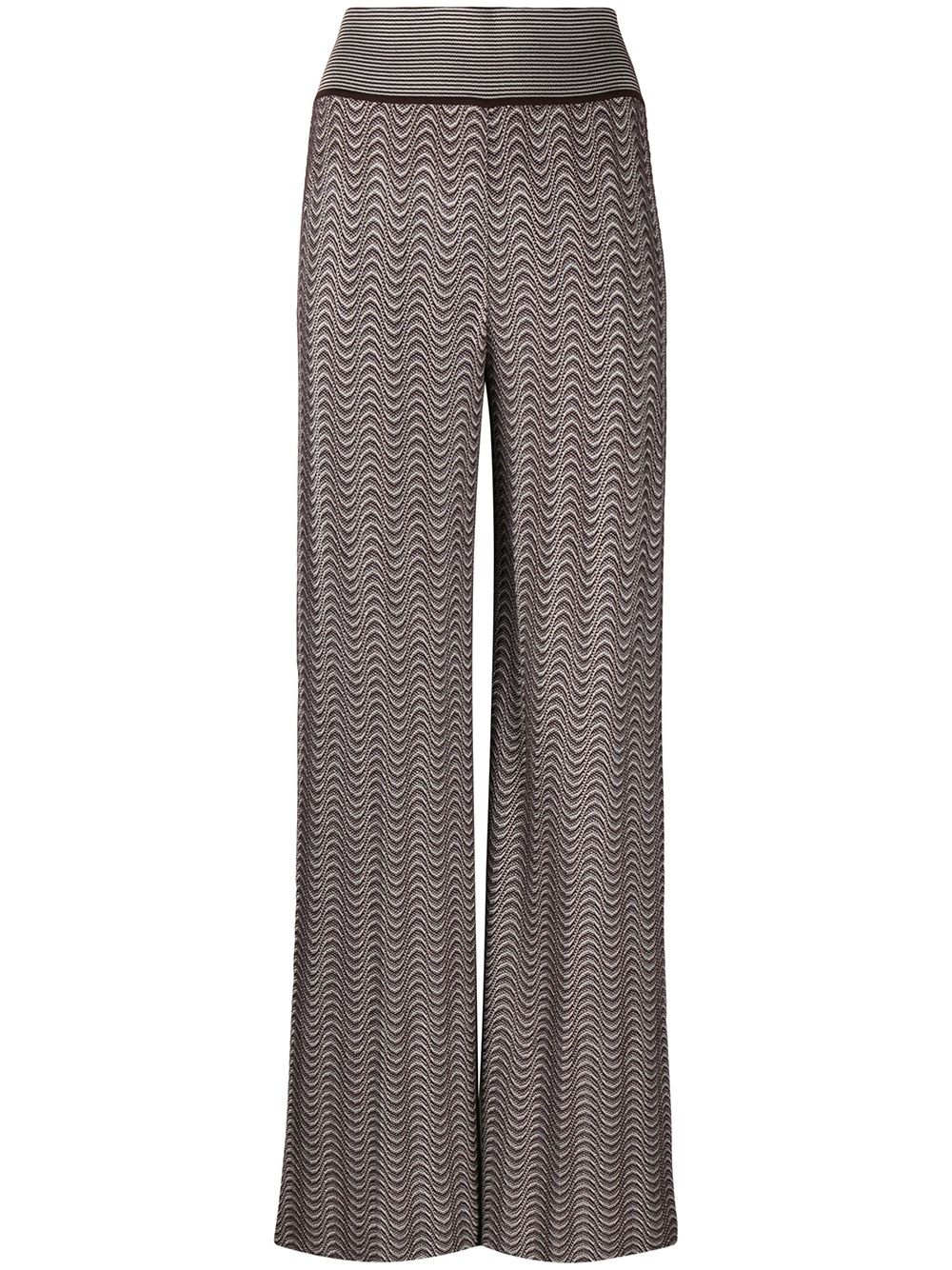 wave-pattern knit trousers - 1